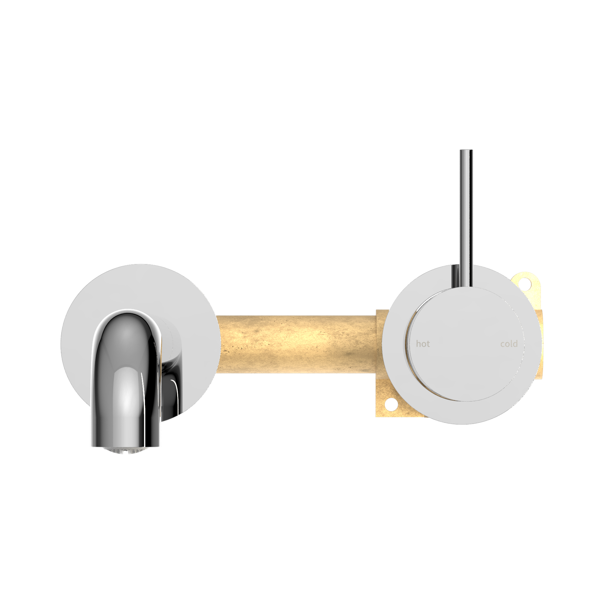 NR221907d185 CH Mecca Wall Basin Mixer Separate Back Plate Handle Up 185mm Spout Chrome image 2