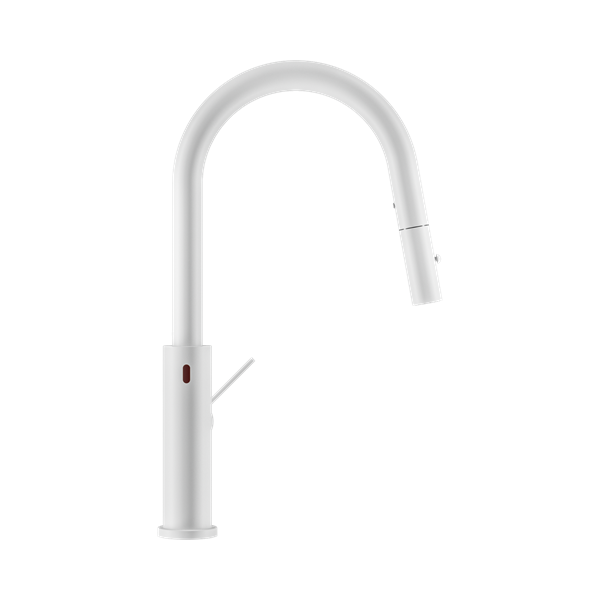 NR221908a MW Mecca Smart Sensor Pull Out Kitchen Mixer Matte white Thumb