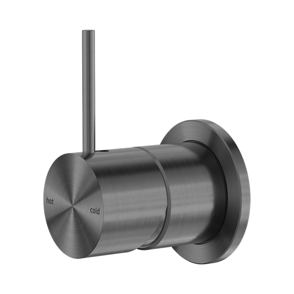NR221909j GM Mecca Shower Mixer With 60mm Plate Handle Up Gun Metal Thumb