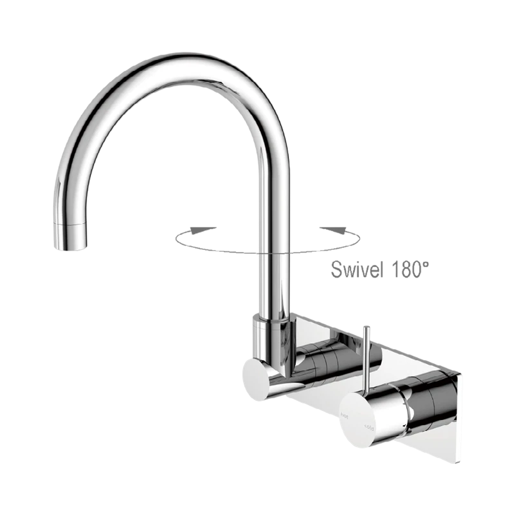 NR221909p CH Mecca Wall Basin Mixer Swivel Spout Handle Up Chrome image 1
