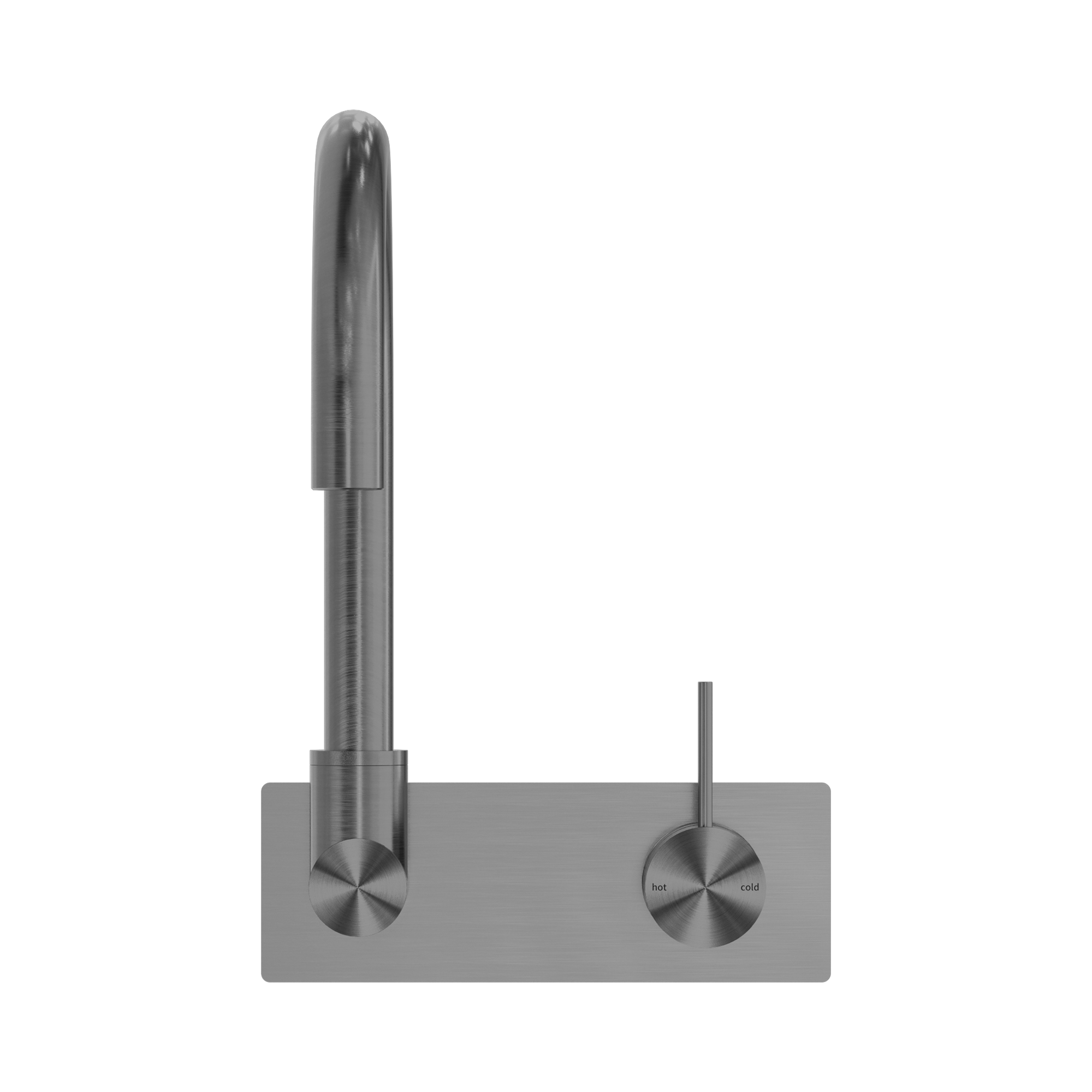 NR221909p GM Mecca Wall Basin Mixer Swivel Spout Handle Up Gun Metal image 2