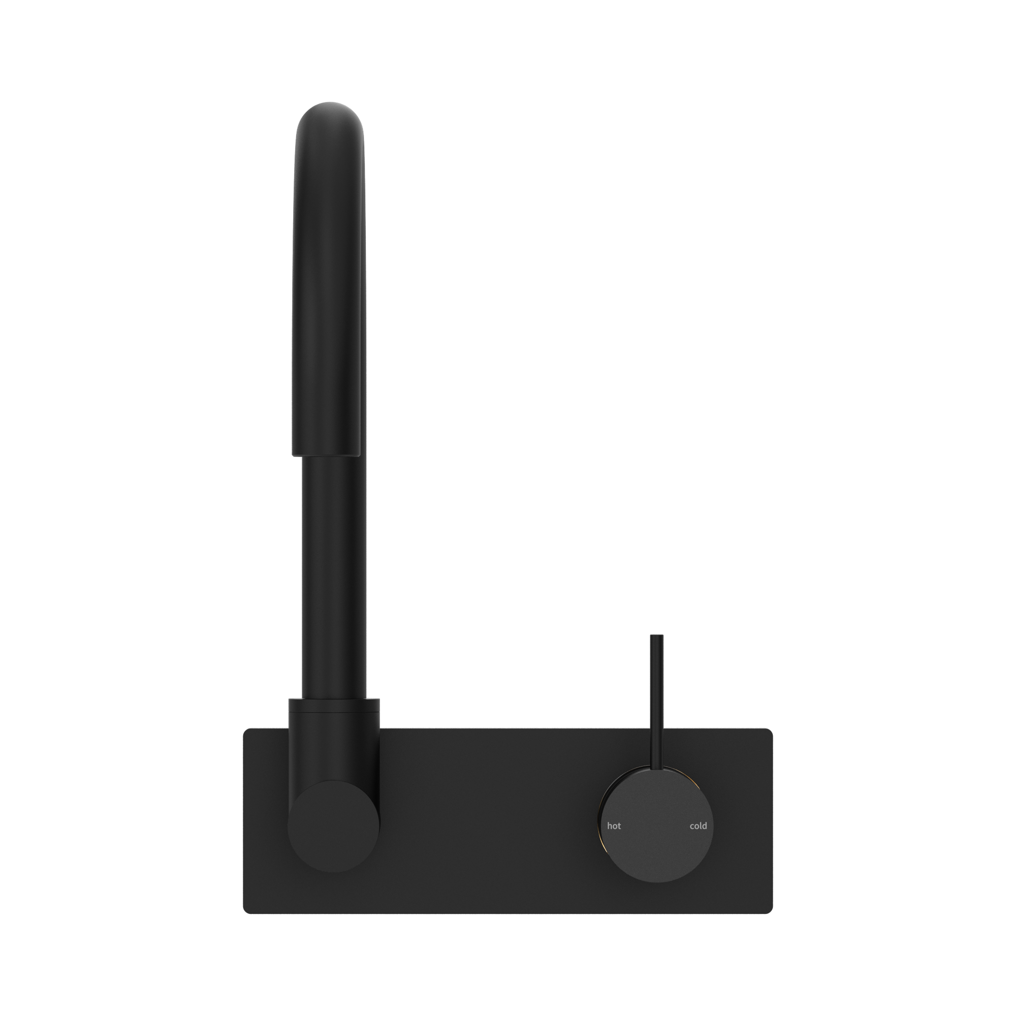 NR221909p MB Mecca Wall Basin Mixer Swivel Spout Handle Up Matte Black image 2