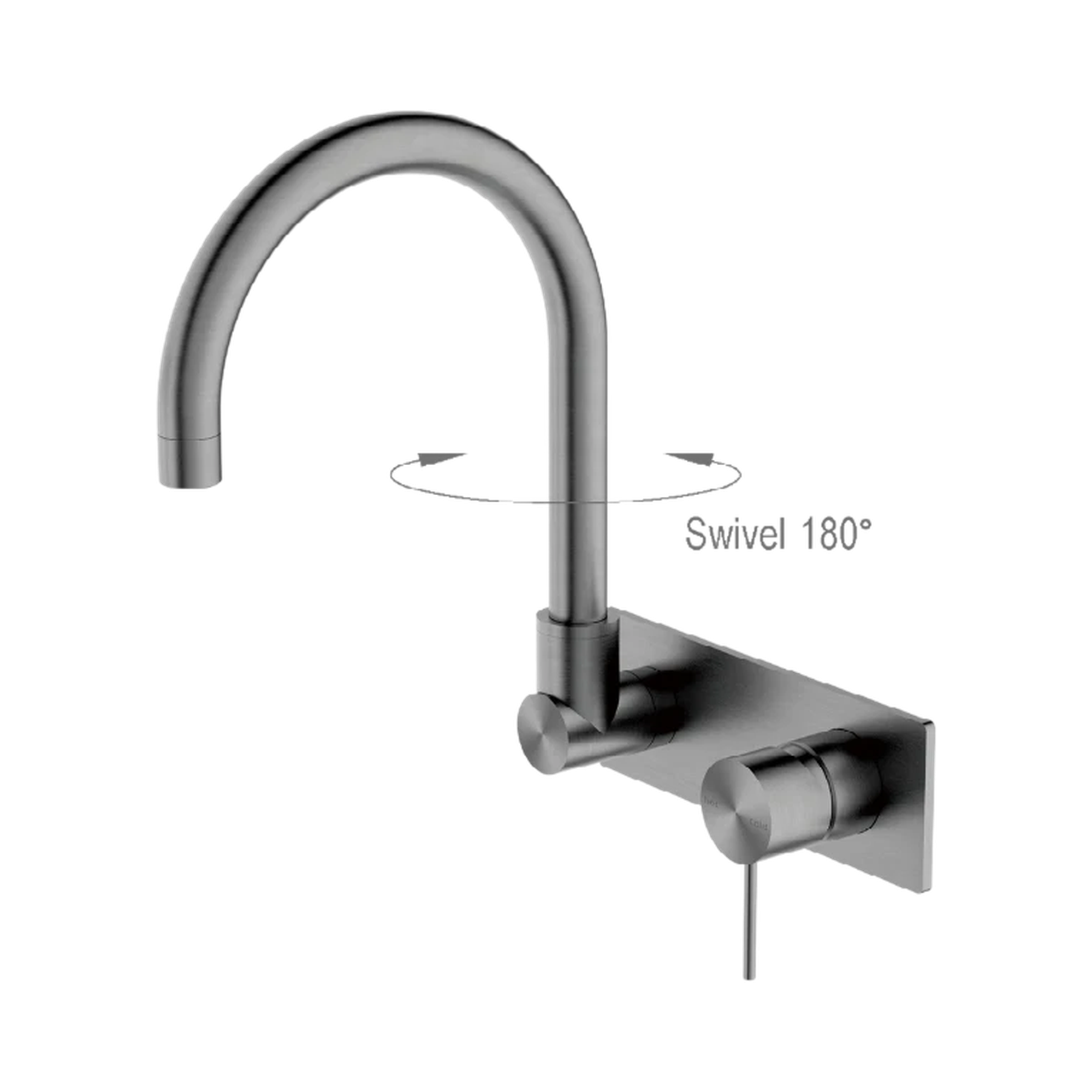NR221909q GM Mecca Wall Basin Mixer Swivel Spout Gun Metal image 1