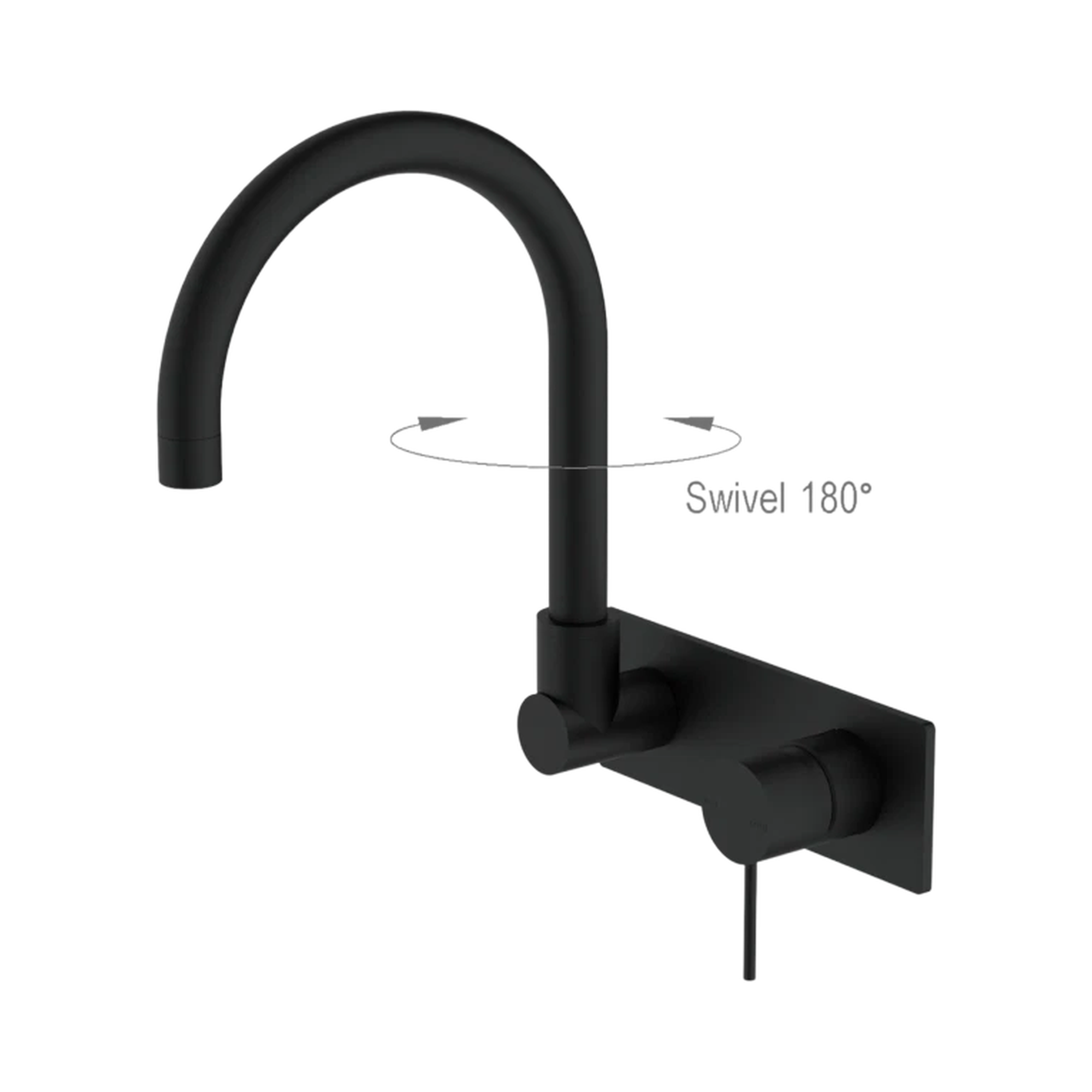 NR221909q MB Mecca Wall Basin Mixer Swivel Spout Matte Black image 1