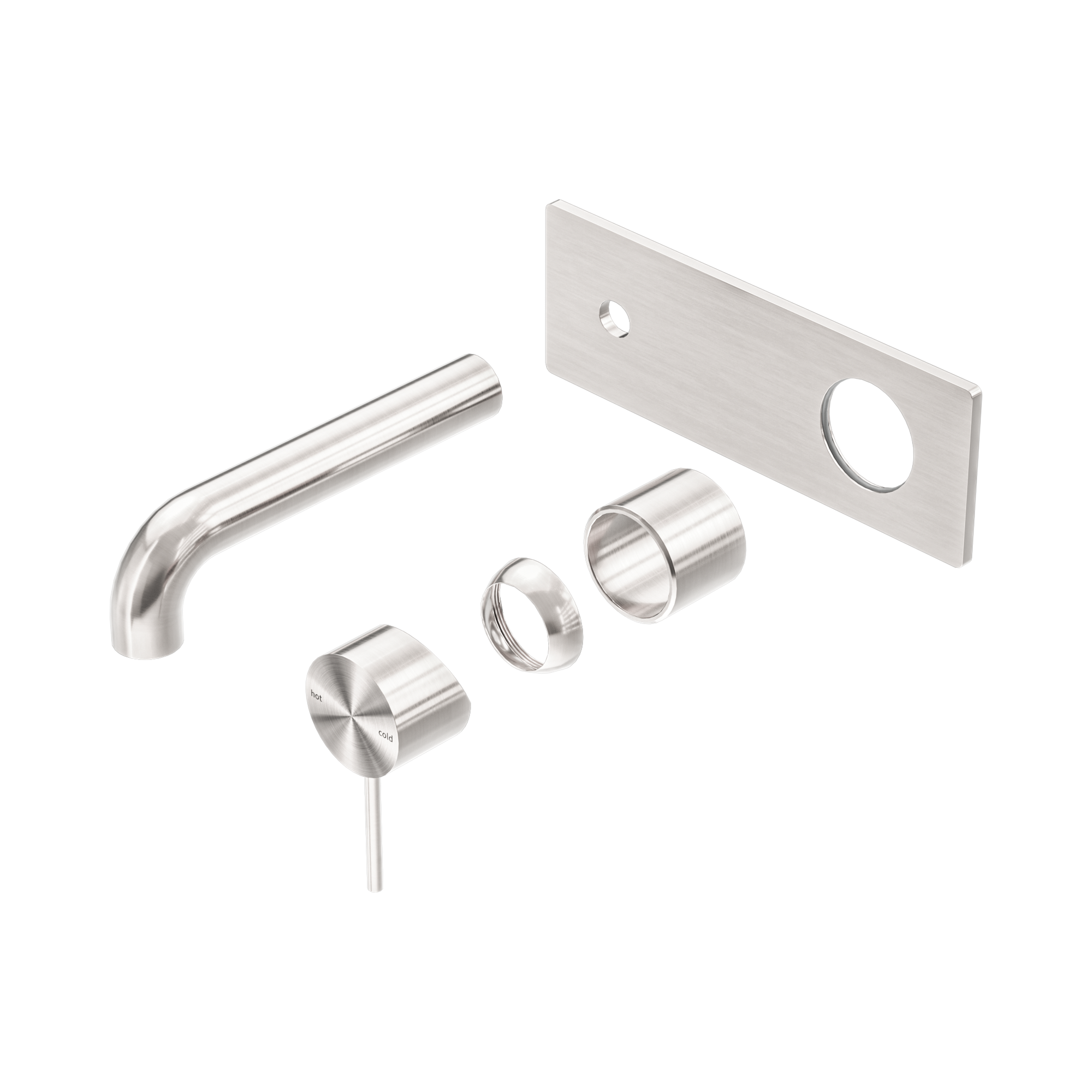 NR221910 A120 TBN Mecca Wall Basin Bath Mixer 120mm Trim Kits Only Brushed Nickel image 1