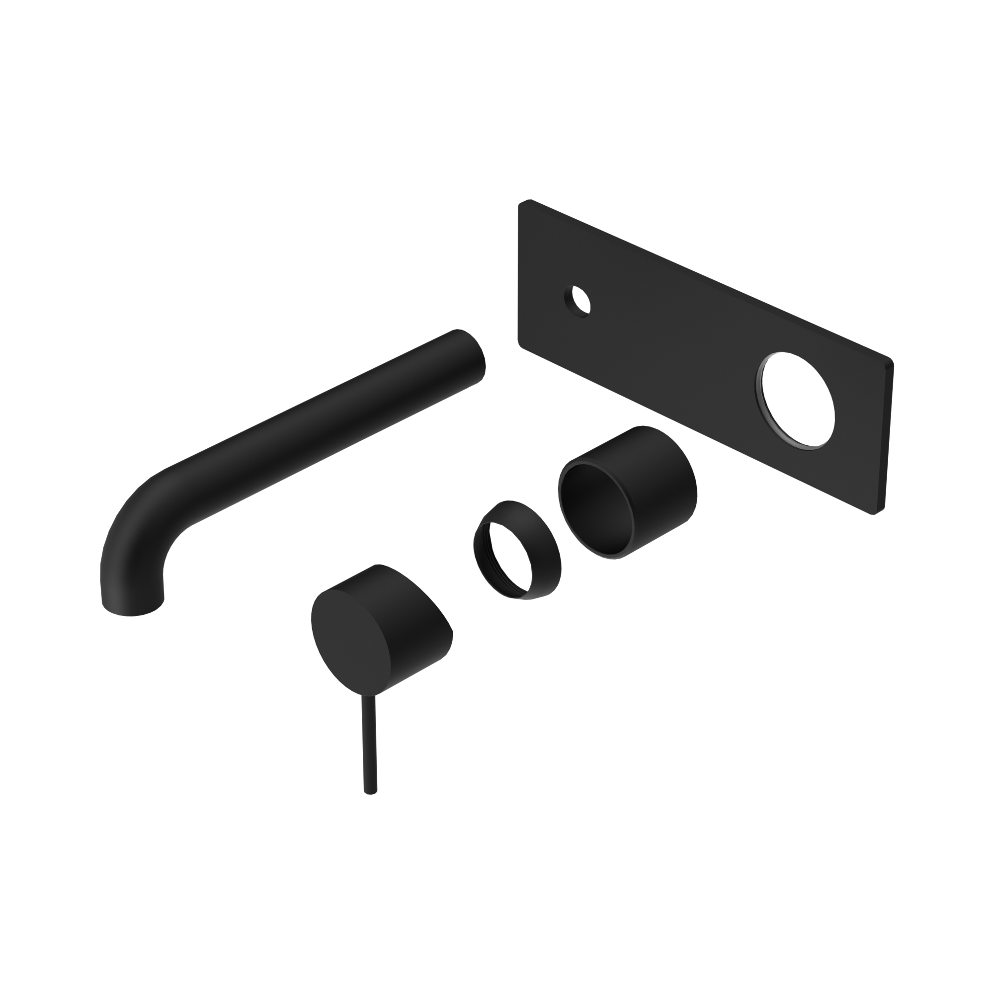 NR221910 A230 TMB Mecca Wall Basin Bath Mixer 230mm Trim Kits Only Matte Black image 1