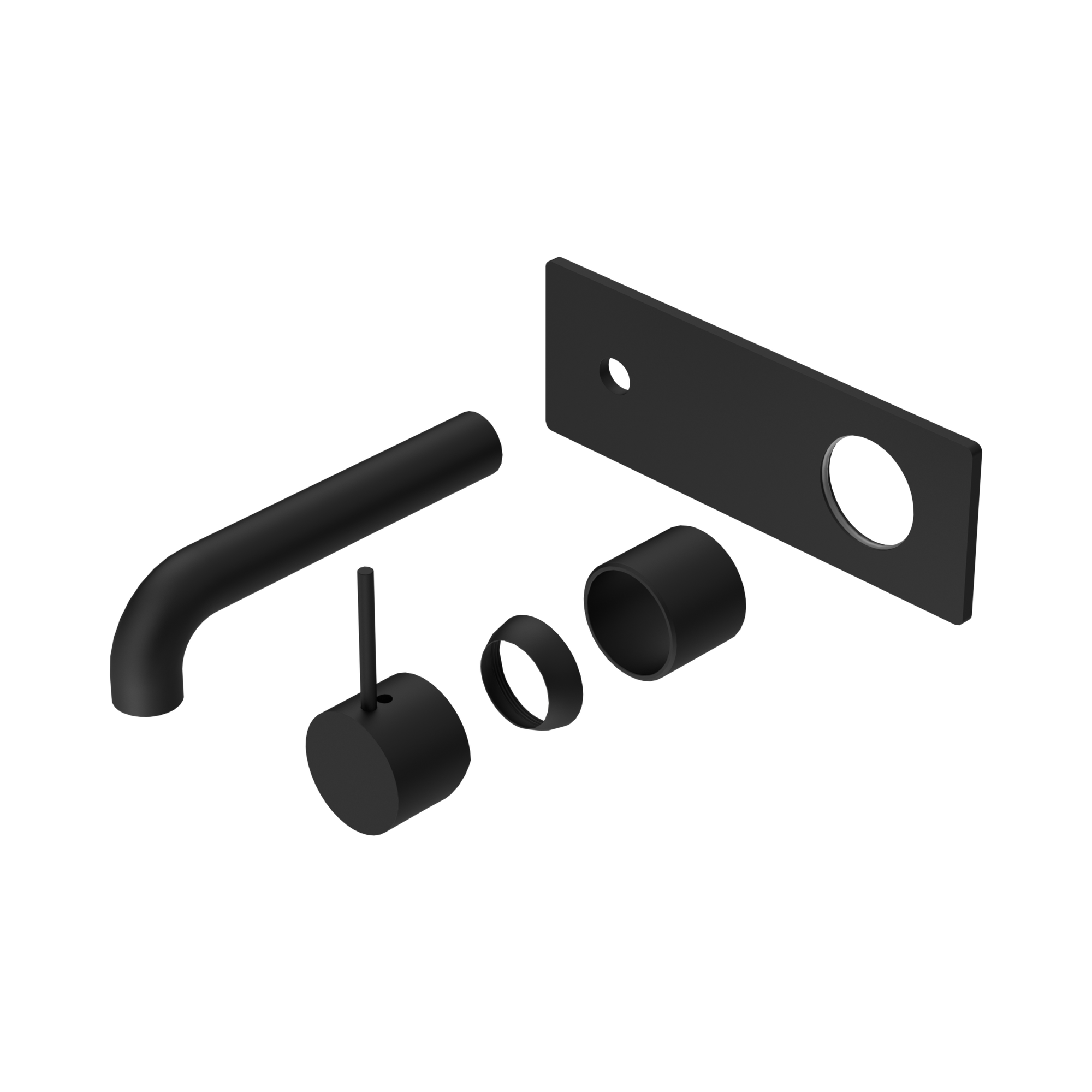 NR221910 B160 TMB Mecca Wall Basin Bath Mixer Handle Up 160mm Trim Kits Only Matte Black image 1