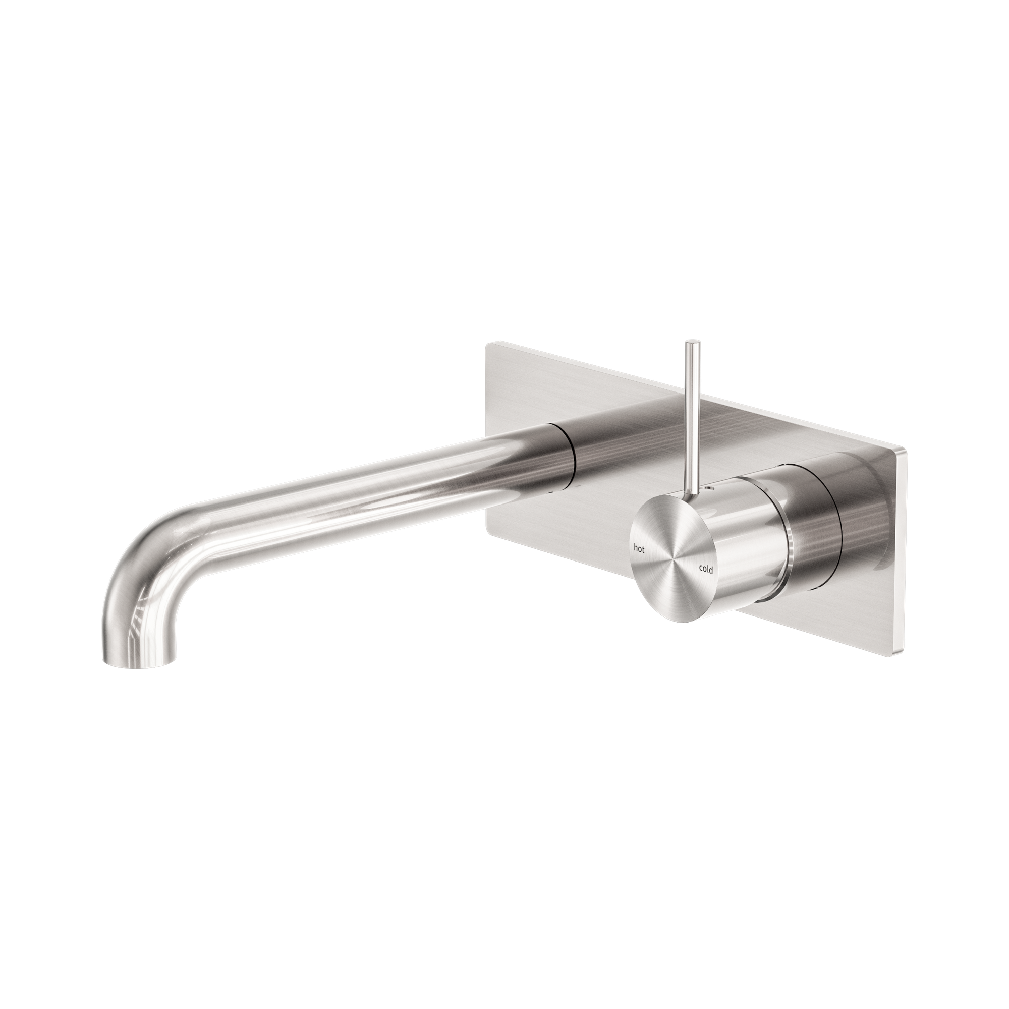 NR221910 B185 BN Mecca Wall Basin Bath Mixer Handle Up 185mm Brushed Nickel image 1