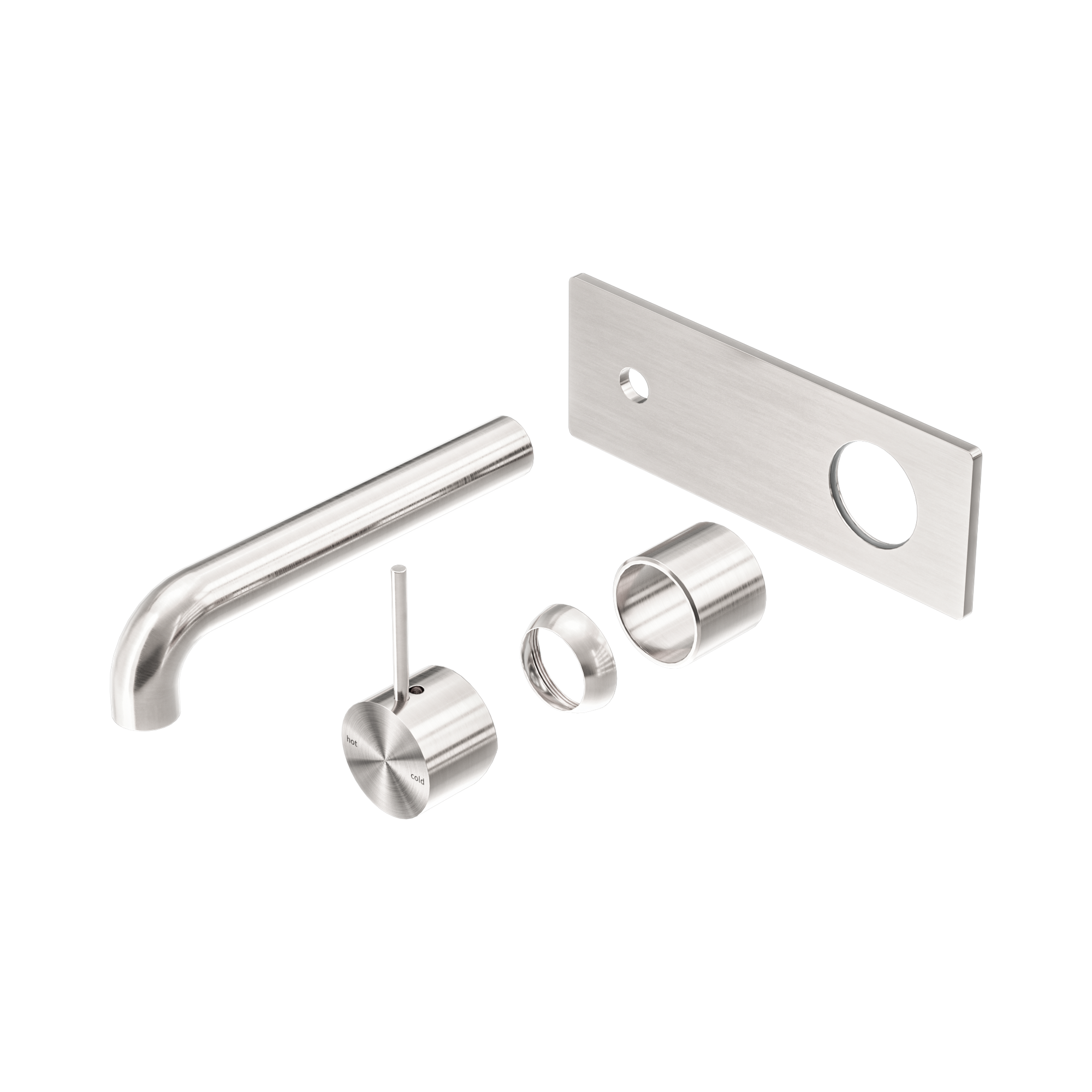 NR221910 B185 TBN Mecca Wall Basin Bath Mixer Handle Up 185mm Trim Kits Only Brushed Nickel image 1