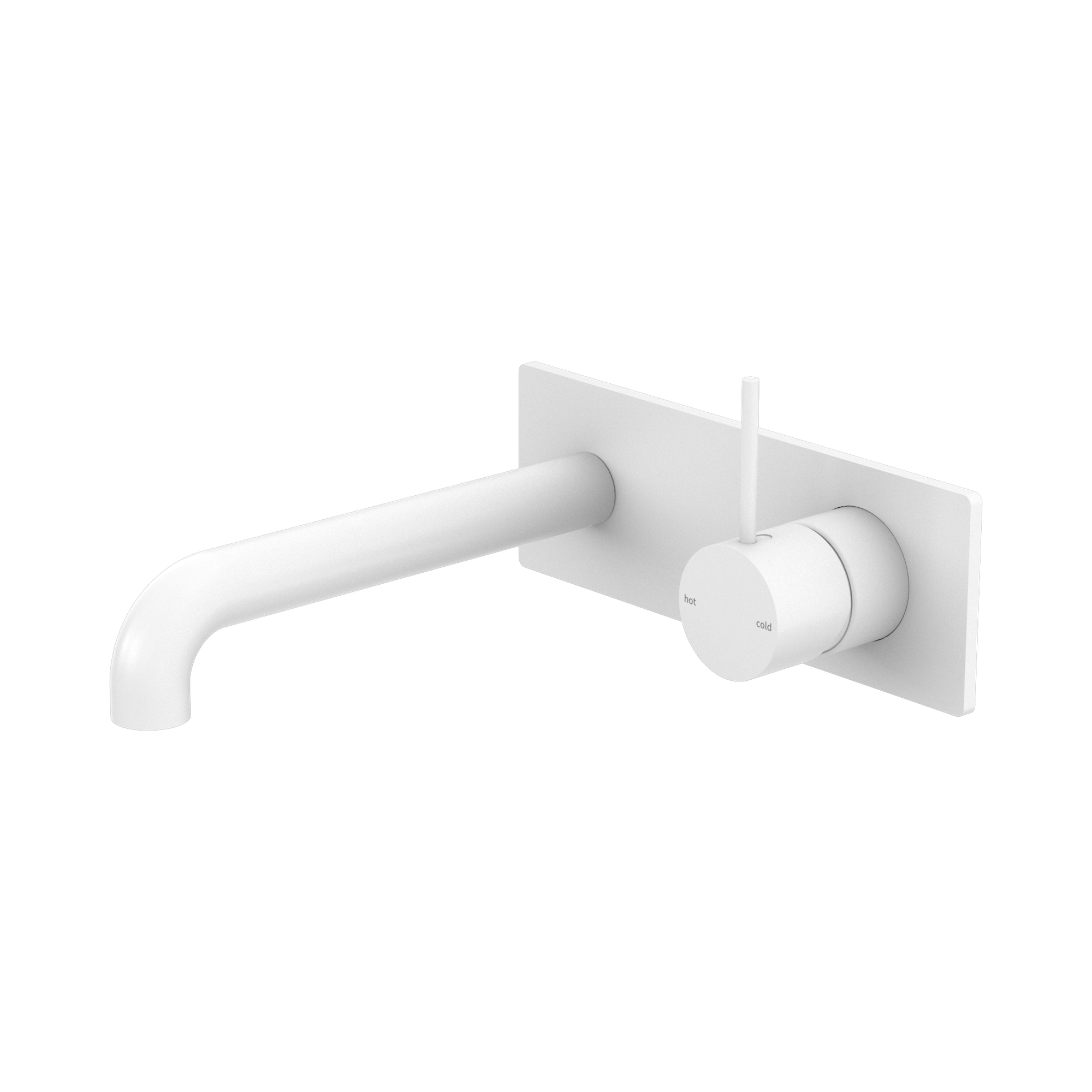 NR221910 B230 MW Mecca Wall Basin Bath Mixer Handle Up 230mm Matte White image 1