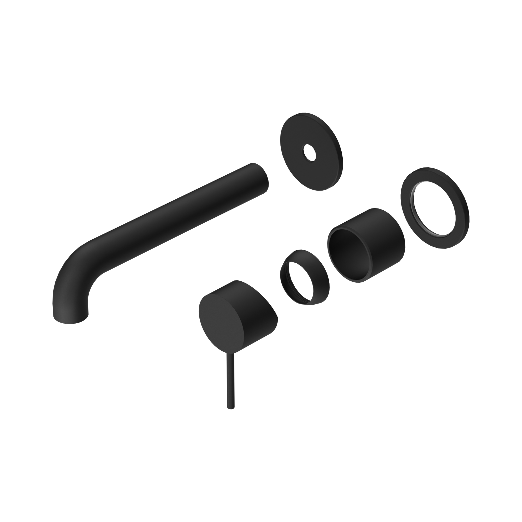 NR221910 C185 TMB Mecca Wall Basin Bath Mixer Separate Back Plate 185mm Trim Kits Only Matte Black image 1