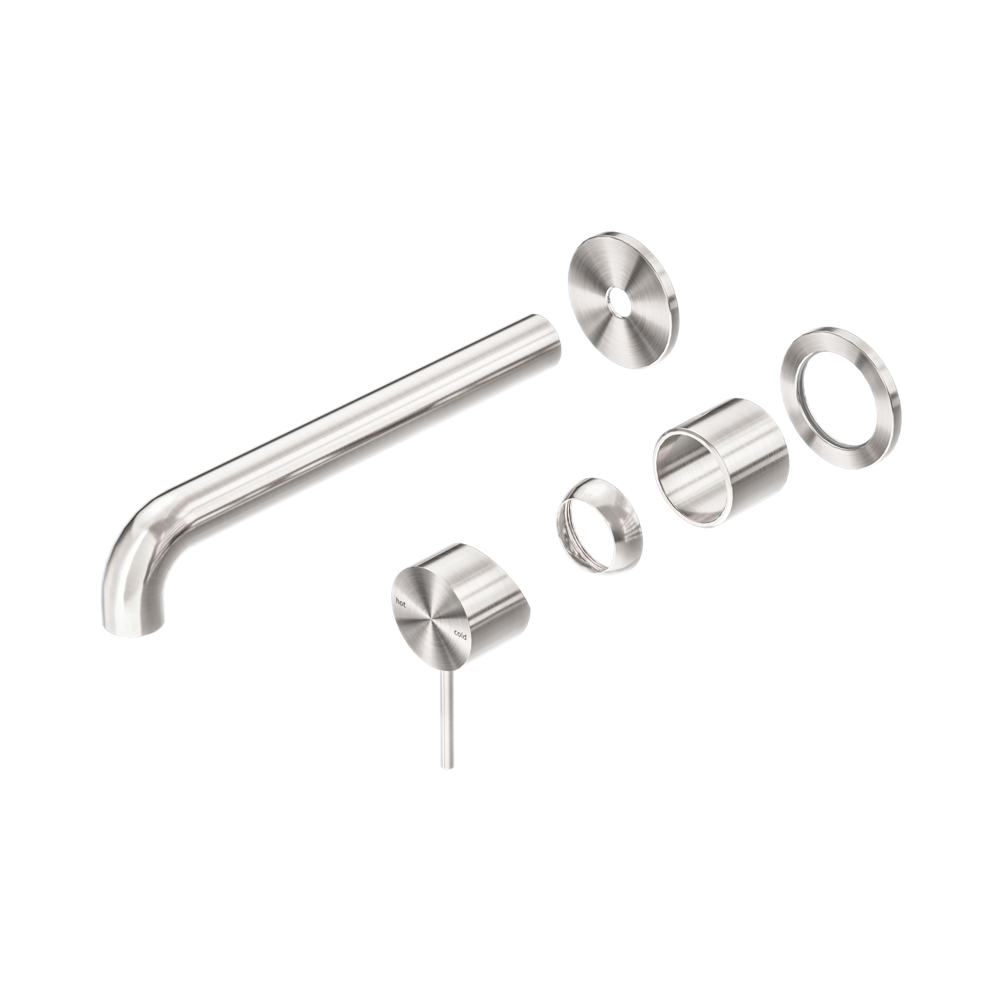 NR221910 C230 TBN Mecca Wall Basin Bath Mixer Separate Back Plate 230mm Trim Kits Only Brushed Nickel image 1