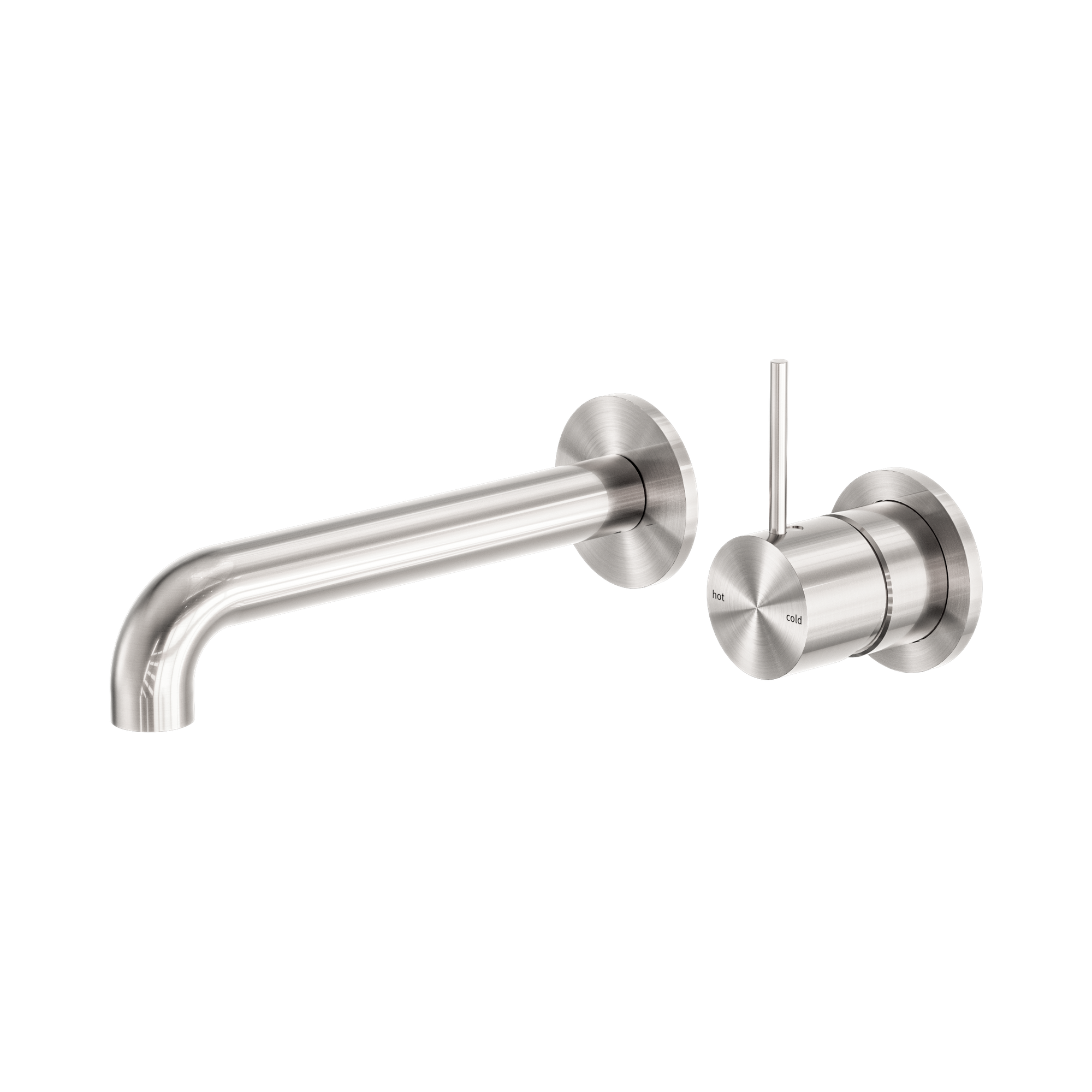 NR221910 D120 BN Mecca Wall Basin Bath Mixer Separate Back Plate Handle Up 120mm Brushed Nickel image 1