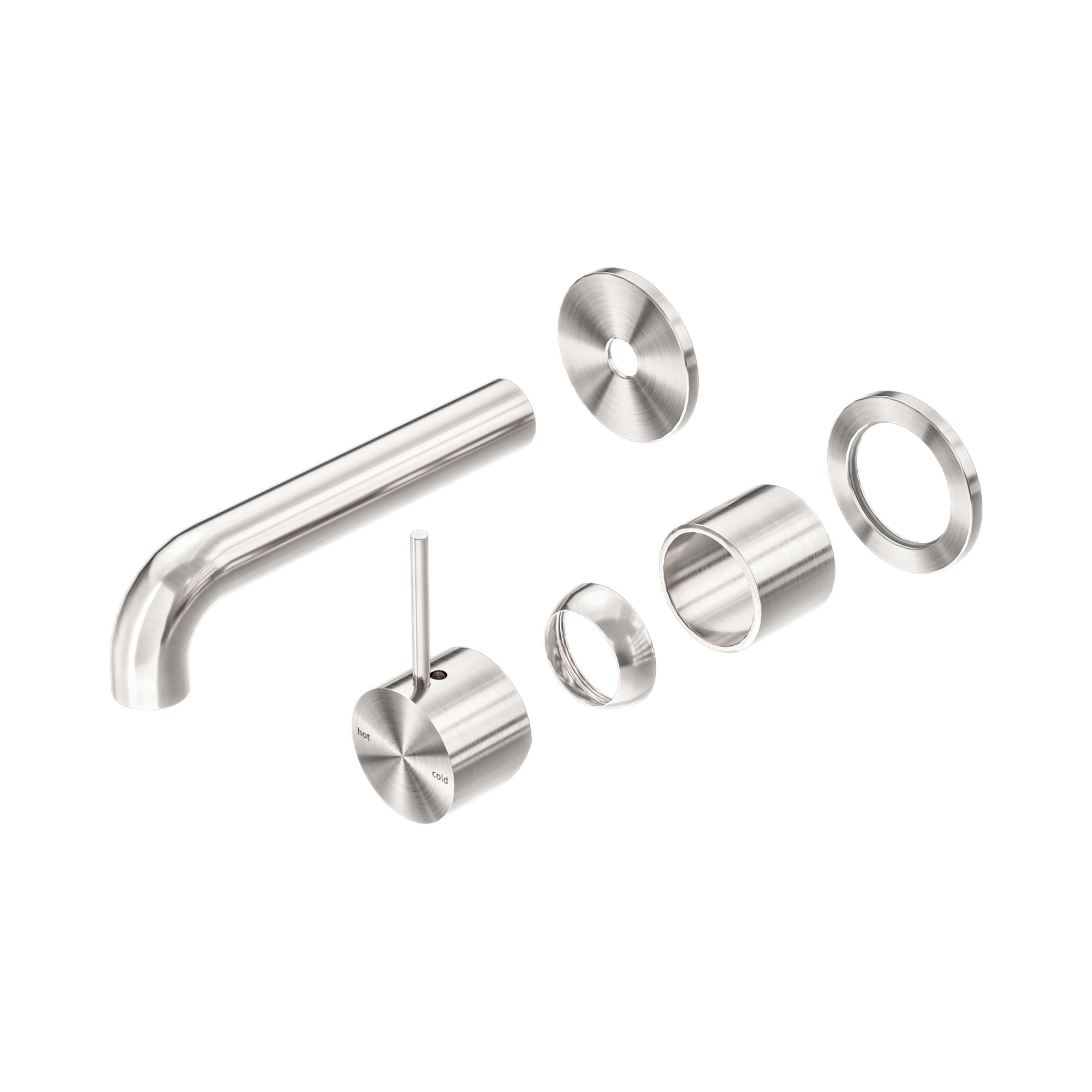 NR221910 D160 TBN Mecca Wall Basin Bath Mixer Separate Back Plate Handle Up 160mm Trim Kits Only Brushed Nickel image 1