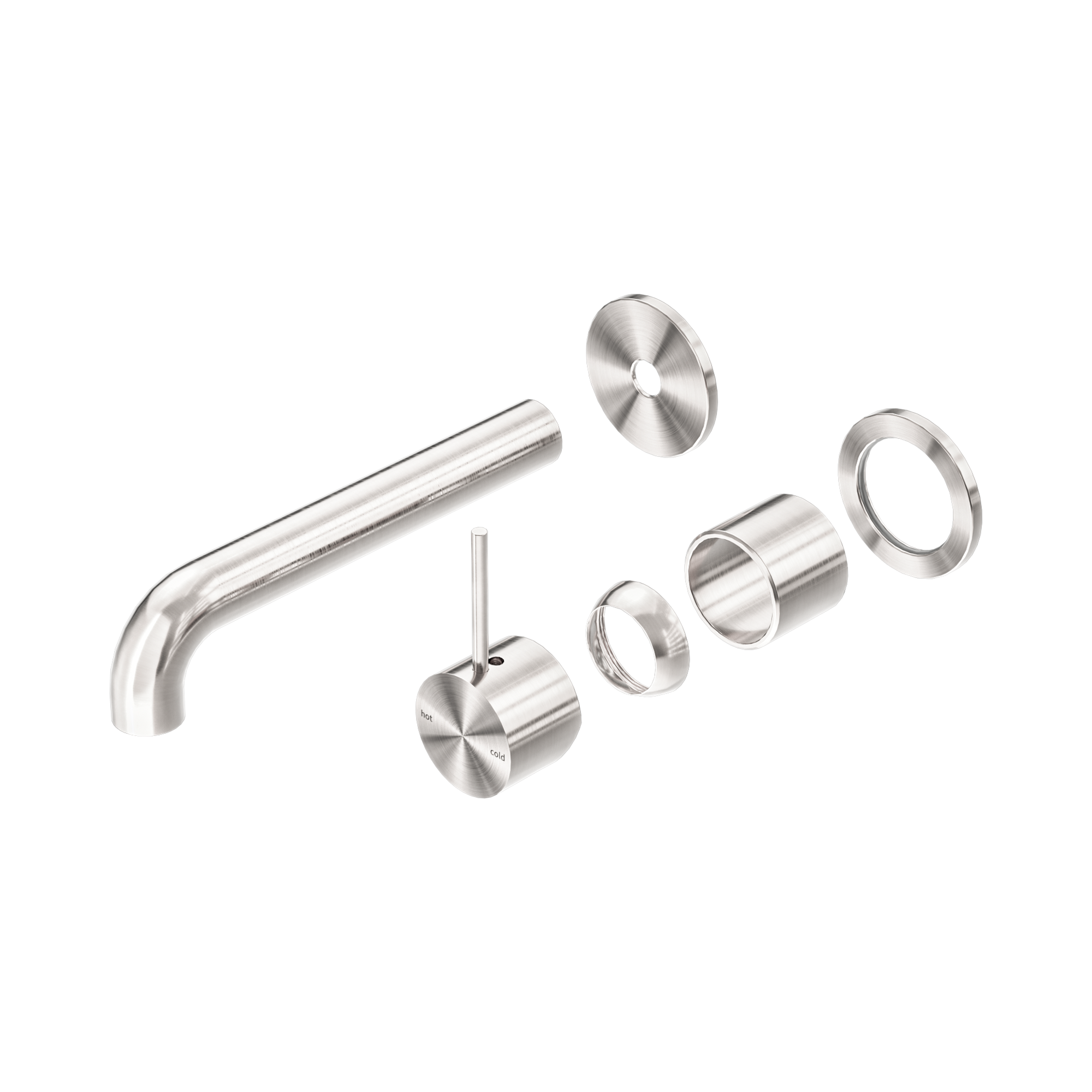 NR221910 D185 TBN Mecca Wall Basin Bath Mixer Separate Back Plate Handle Up 185mm Trim Kits Only Brushed Nickel image 1