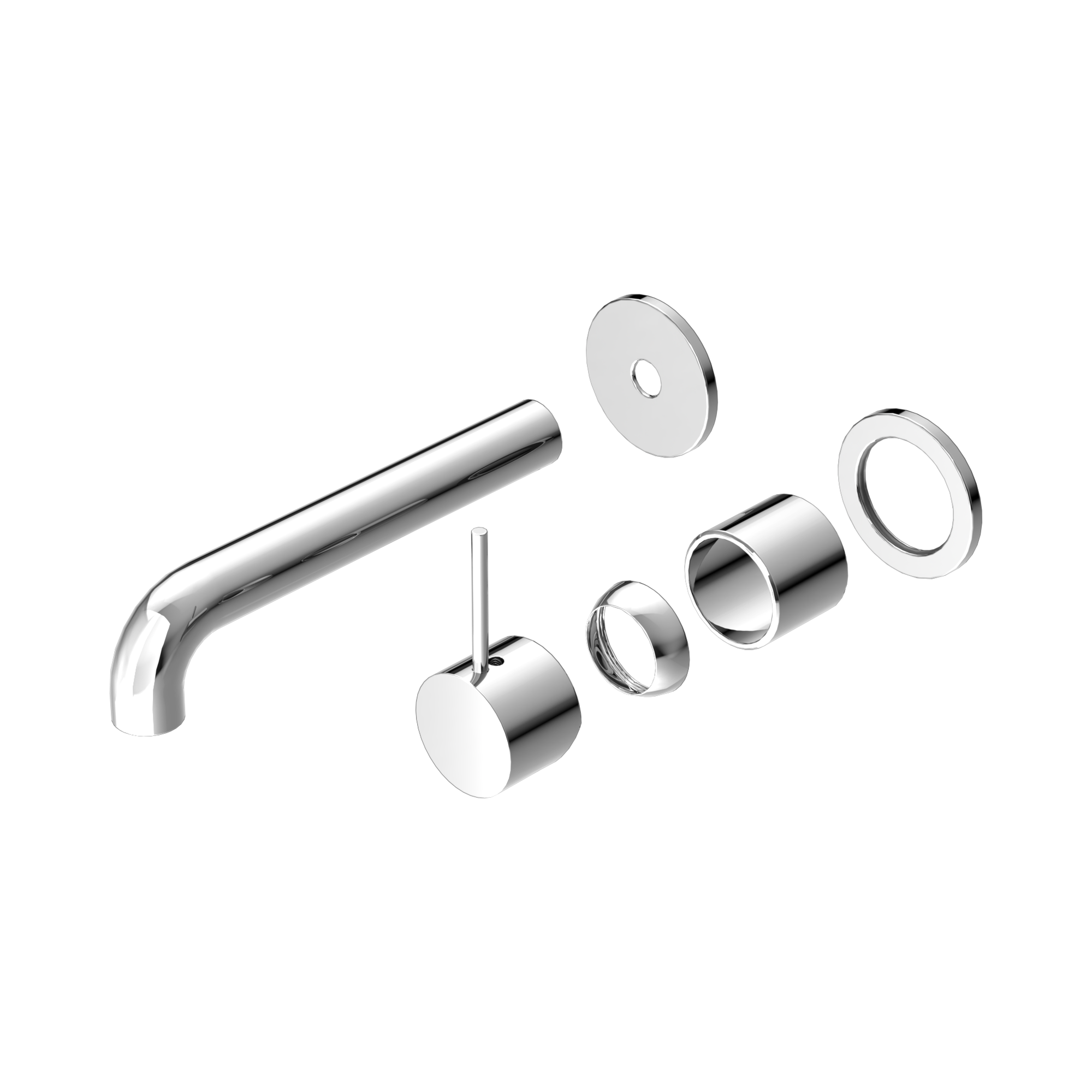 NR221910 D185 TCH Mecca Wall Basin Bath Mixer Separate Back Plate Handle Up 185mm Trim Kits Only Chrome image 1