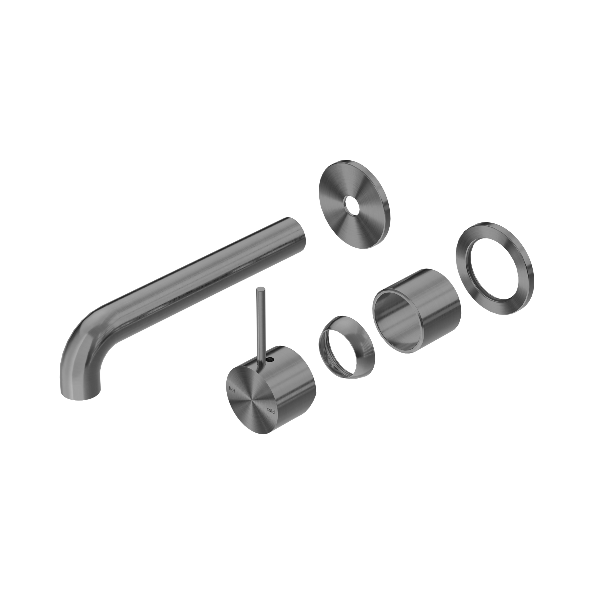 NR221910 D185 TGM Mecca Wall Basin Bath Mixer Separate Back Plate Handle Up 185mm Trim Kits Only Gun Metal image 1