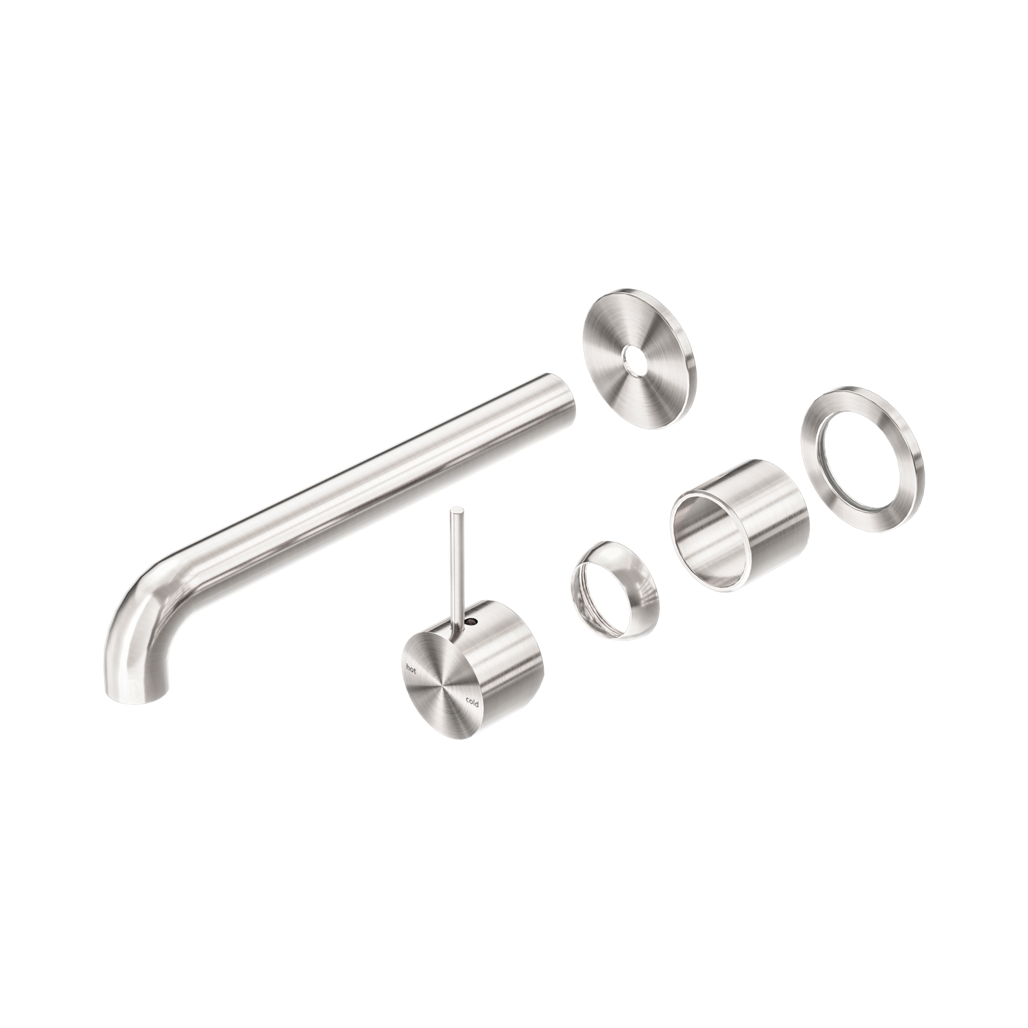 NR221910 D230 TBN Mecca Wall Basin Bath Mixer Separate Back Plate Handle Up 230mm Trim Kits Only Brushed Nickel image 1
