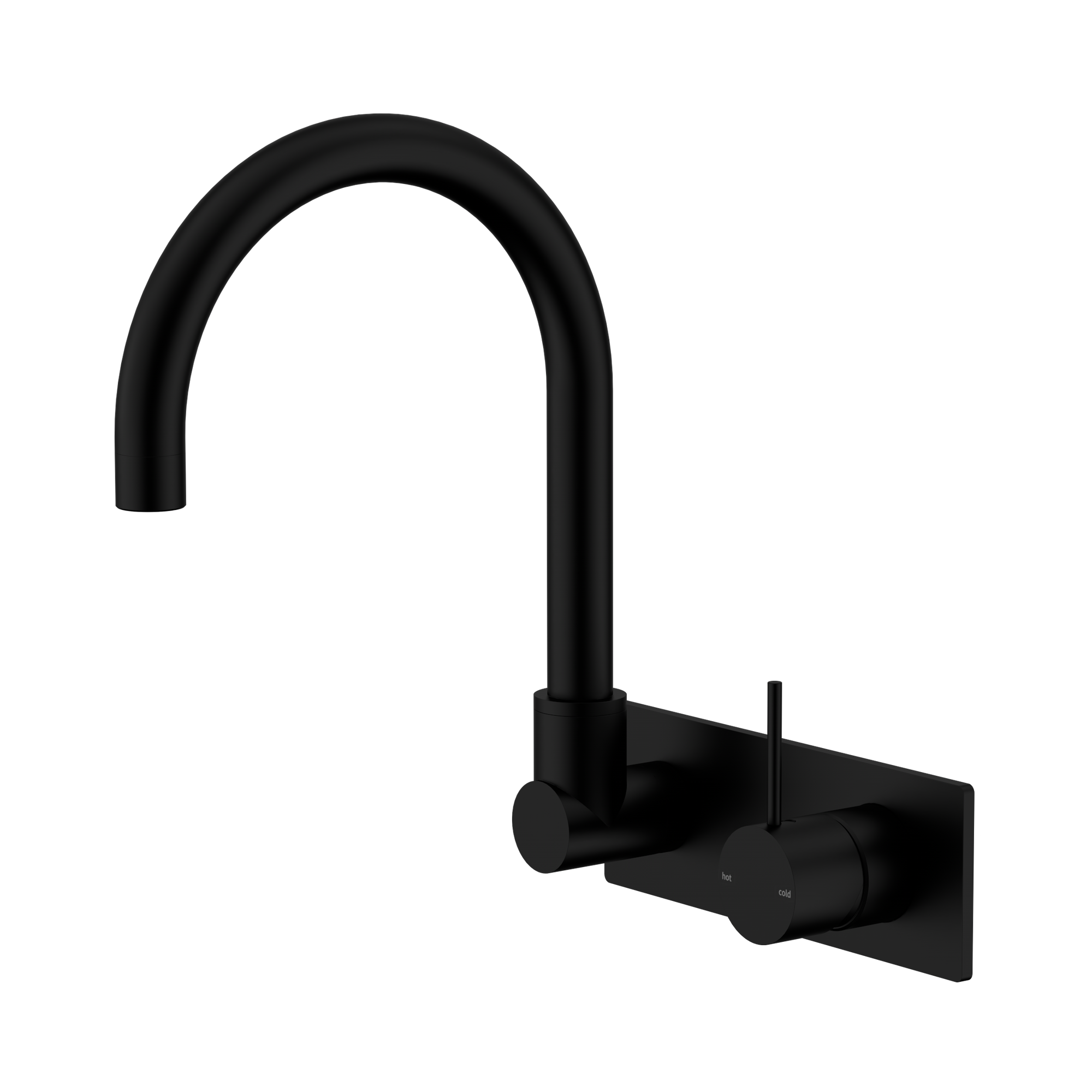 NR221910 PMB Mecca Wall Basin Bath Mixer Swivel Spout Handle Up Matte Black image 1