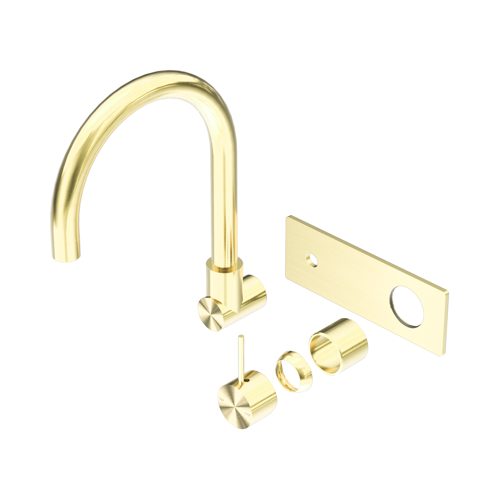 NR221910 PTBG Mecca Wall Basin Bath Mixer Swivel Spout Handle Up Trim Kits Only Brushed Gold image 1