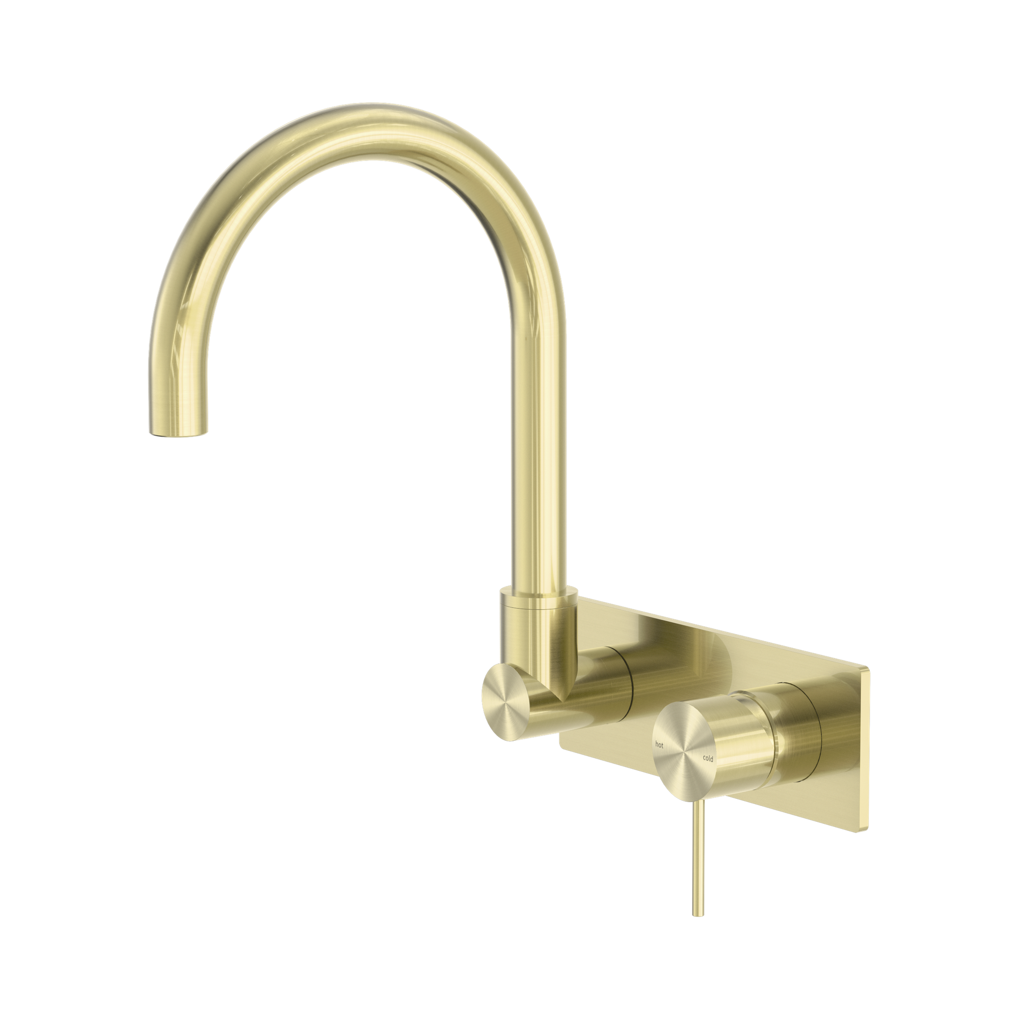 NR221910 QBG Mecca Wall Basin Bath Mixer Swivel Spout Brushed Gold image 1