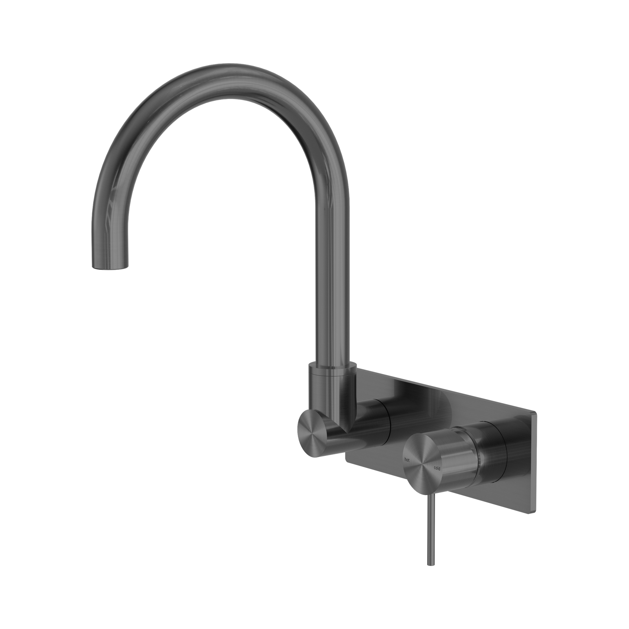 NR221910 QGM Mecca Wall Basin Bath Mixer Swivel Spout Gun Metal image 1