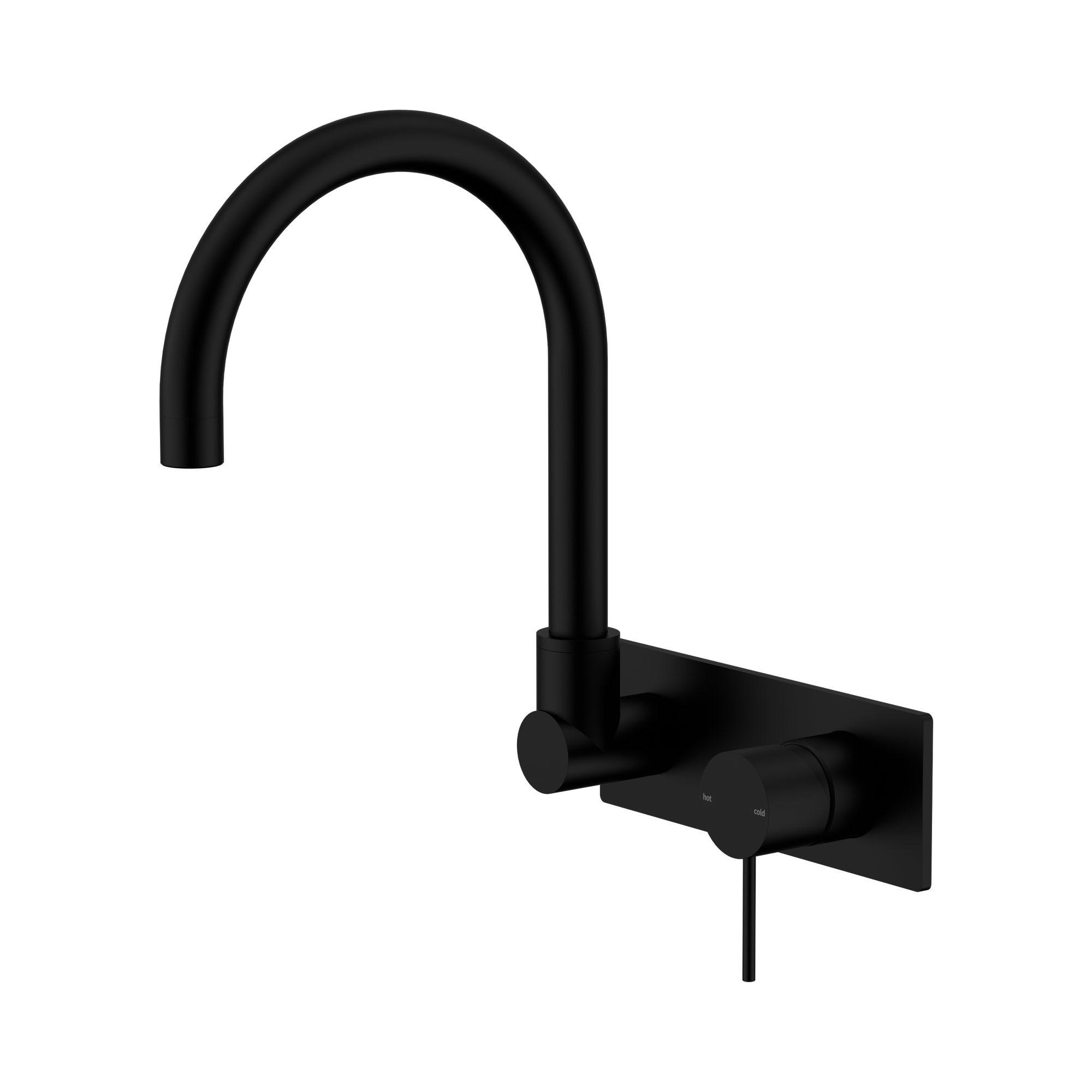 NR221910 QMB Mecca Wall Basin Bath Mixer Swivel Spout Matte Black image 1