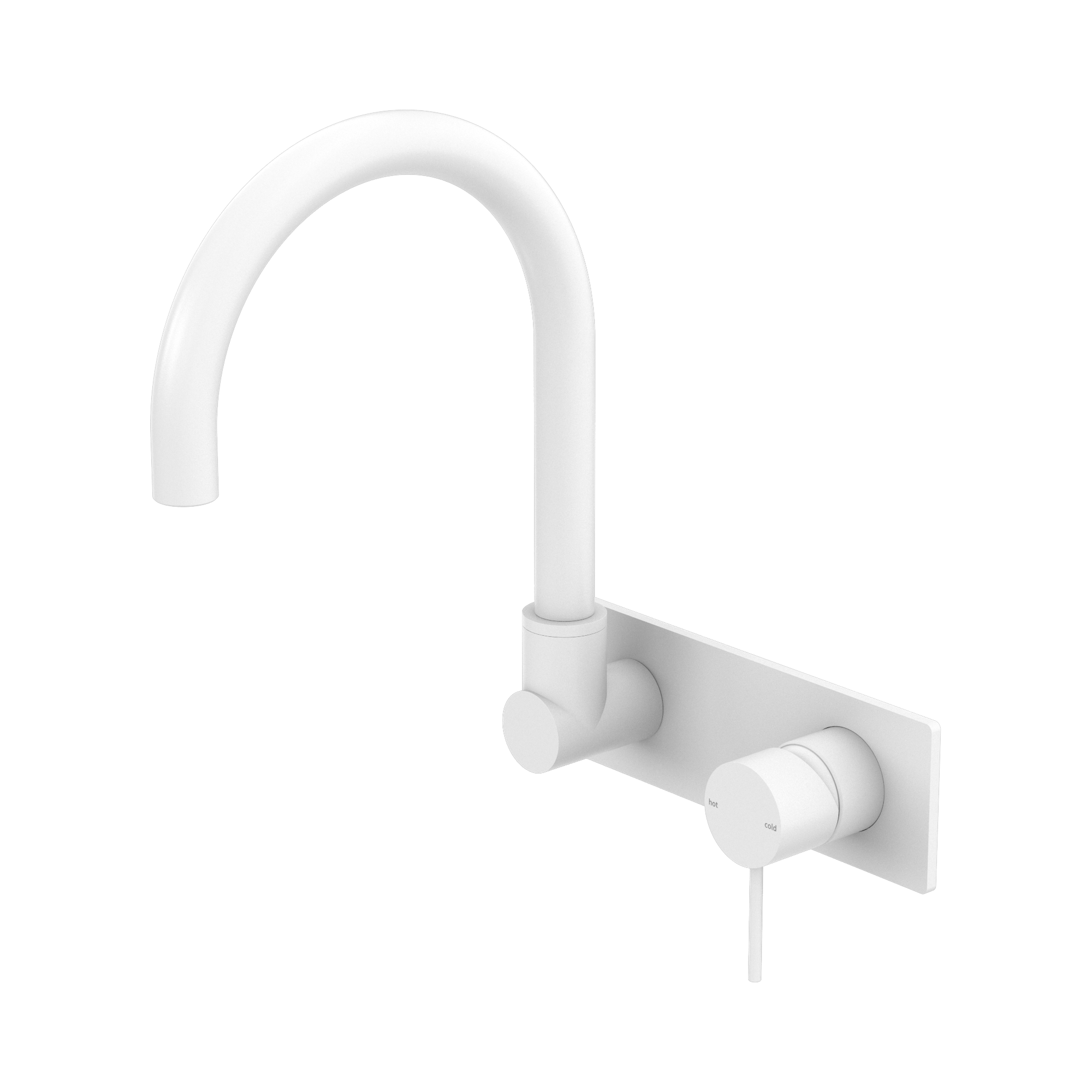 NR221910 QMW Mecca Wall Basin Bath Mixer Swivel Spout Matte White image 1