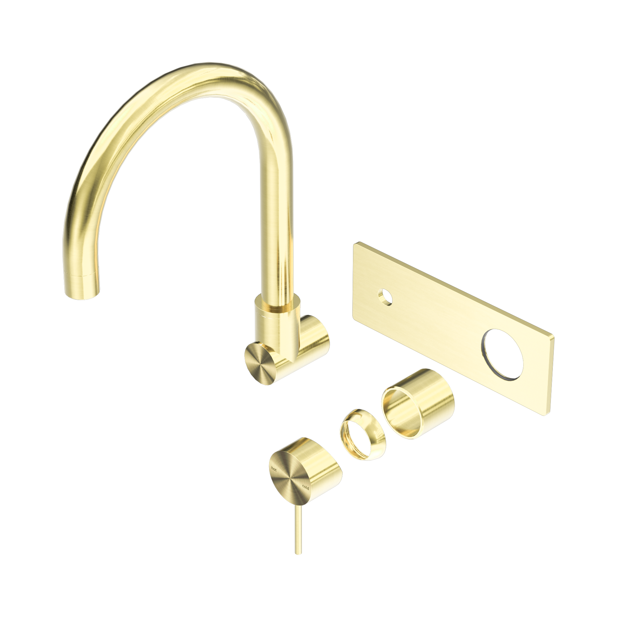 NR221910 QTBG Mecca Wall Basin Bath Mixer Swivel Spout Trim Kits Only Brushed Gold image 1