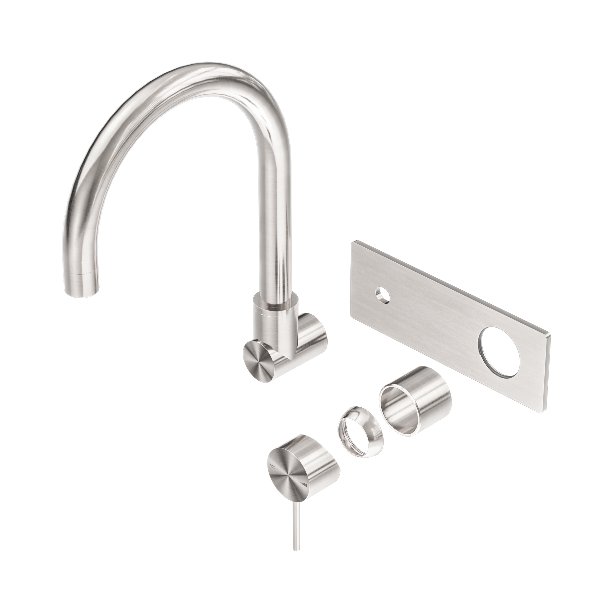 NR221910 QTBN Mecca Wall Basin Bath Mixer Swivel Spout Trim Kits Only Brushed Nickel image 1