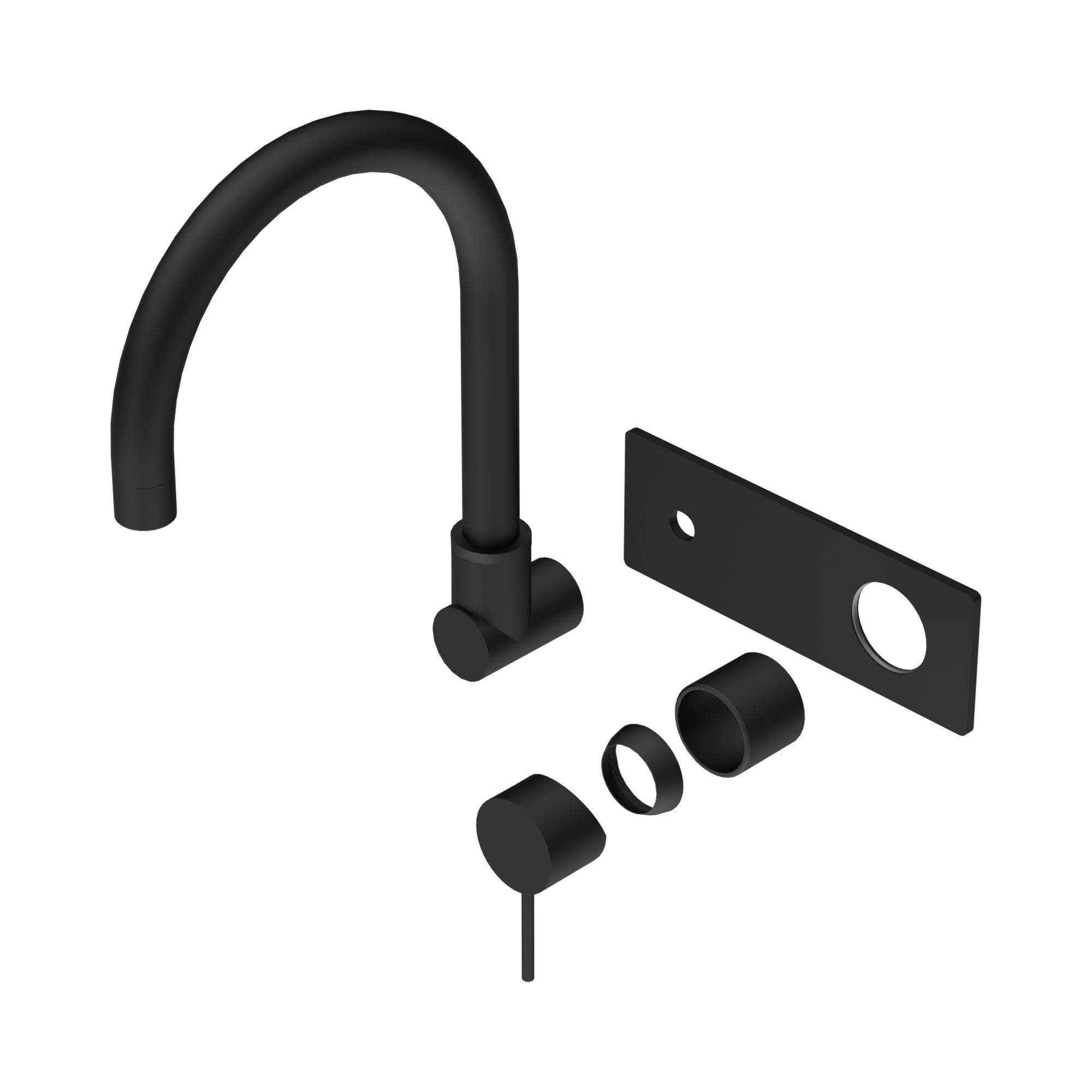 NR221910 QTMB Mecca Wall Basin Bath Mixer Swivel Spout Trim Kits Only Matte Black image 1