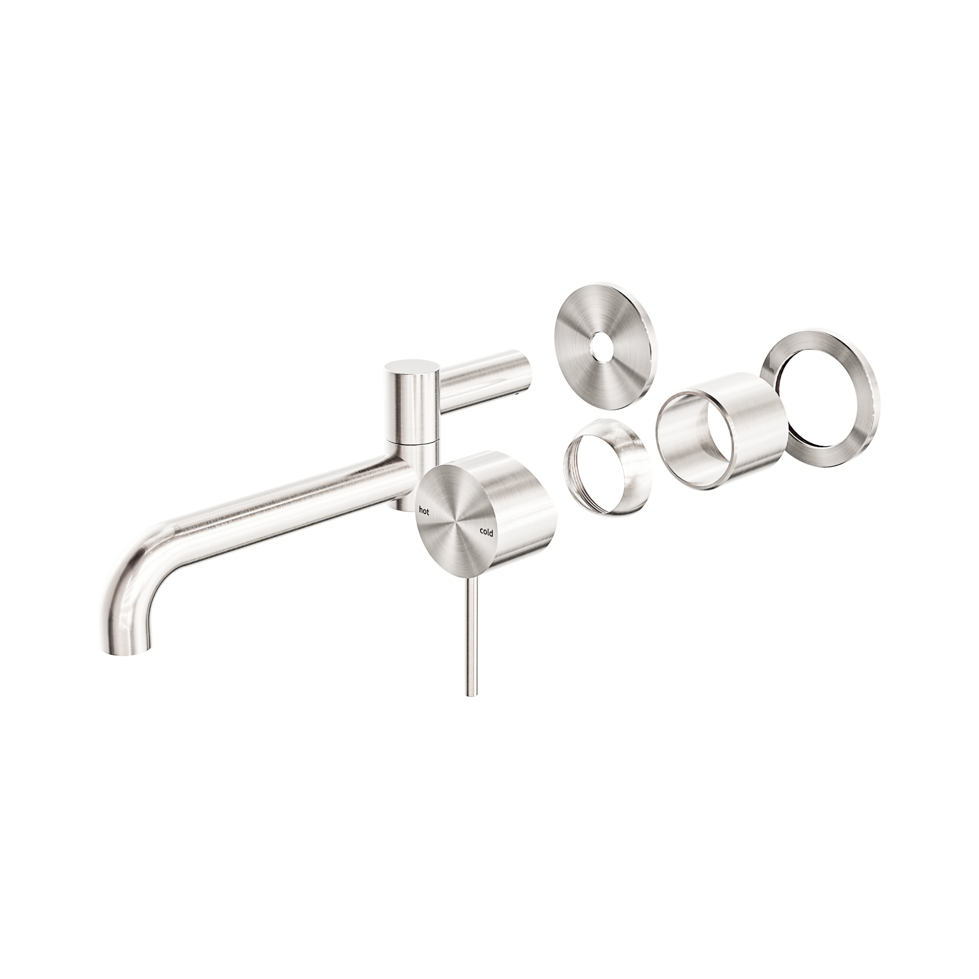NR221910 RTBN Mecca Wall Basin Bath Mixer Swivel Spout 225mm Trim Kits Only Brushed Nickel image 1