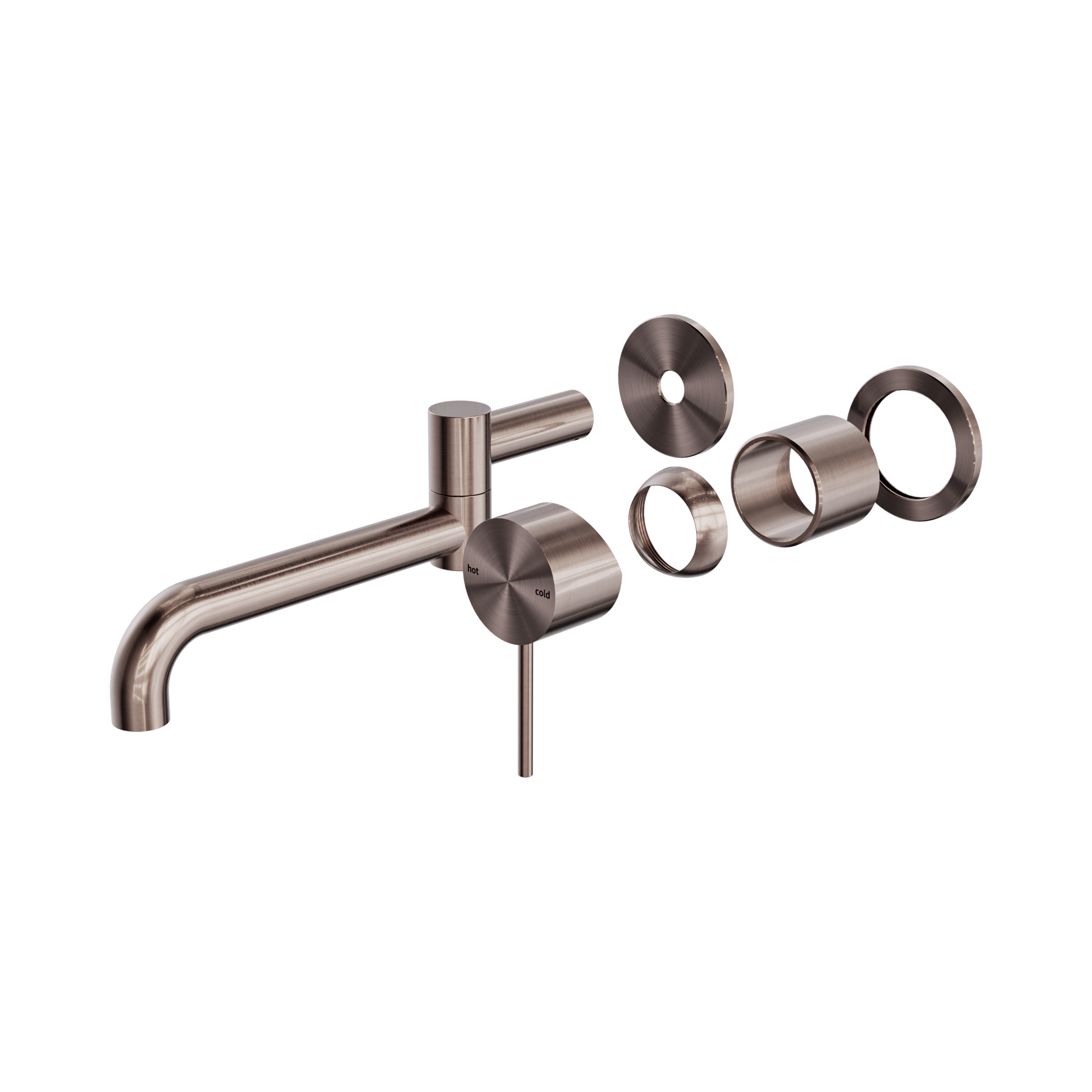 NR221910 RTBZ Mecca Wall Basin Bath Mixer Swivel Spout 225mm Trim Kits Only Brushed Bronze image 1