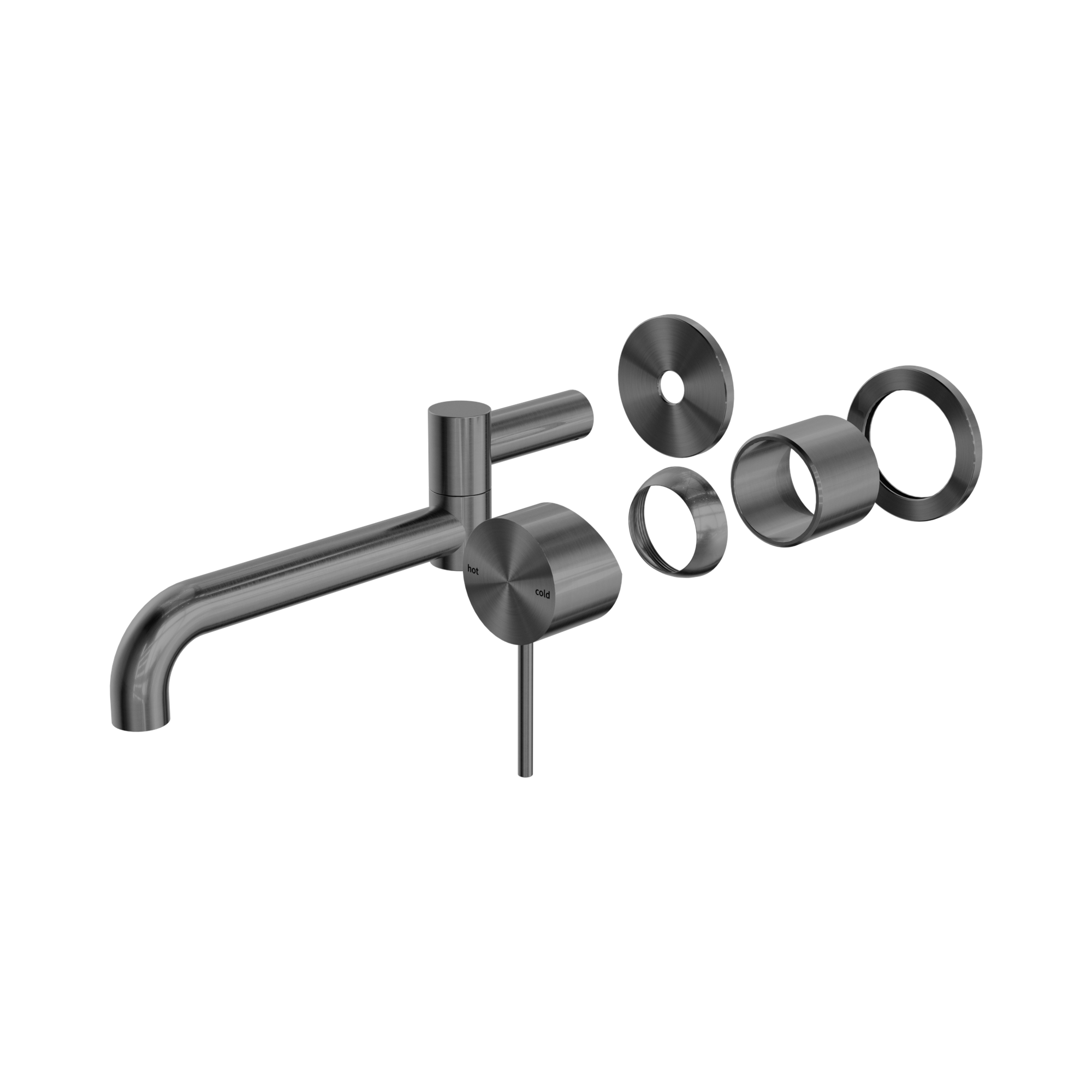 NR221910 RTGM Mecca Wall Basin Bath Mixer Swivel Spout 225mm Trim Kits Only Gun Metal image 1