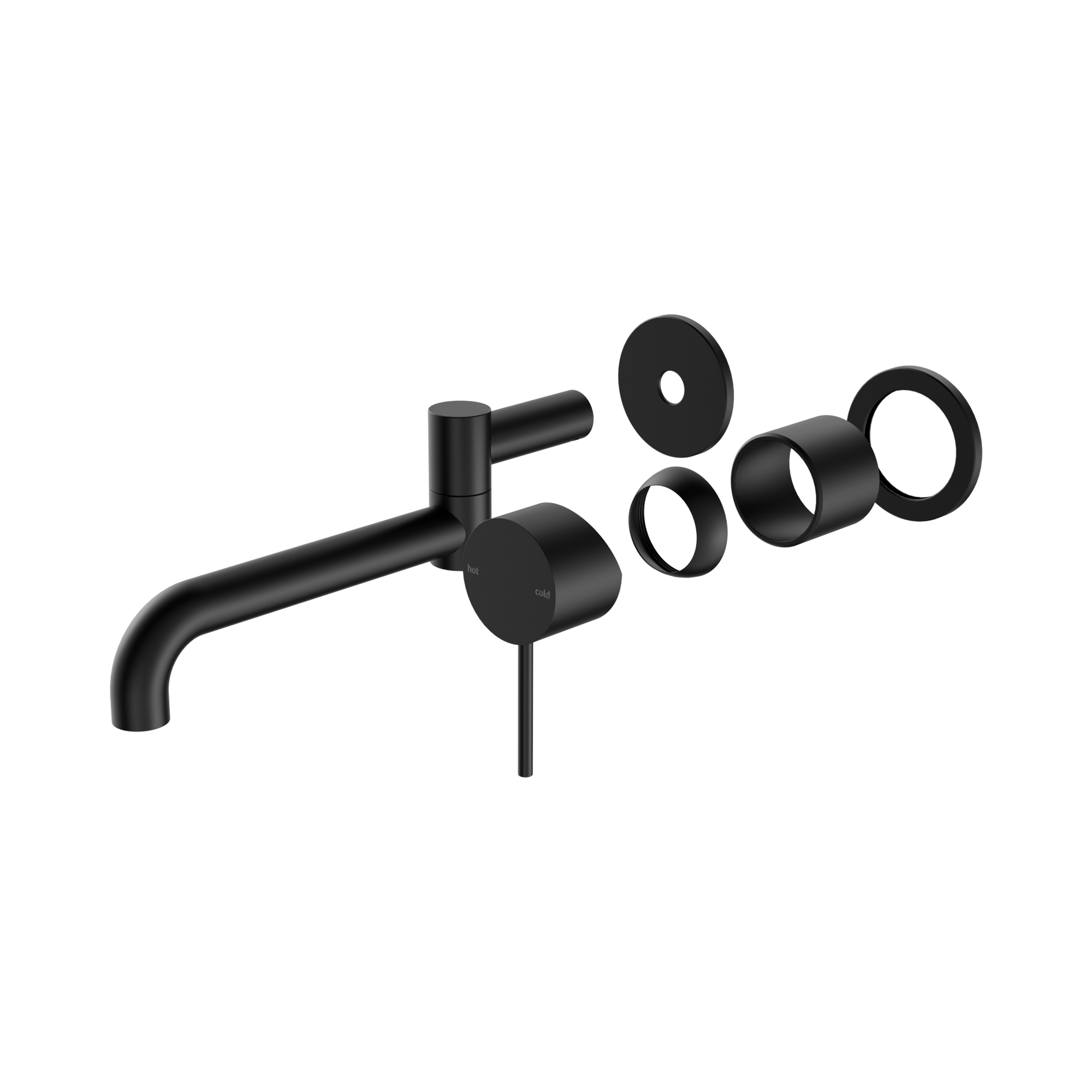 NR221910 RTMB Mecca Wall Basin Bath Mixer Swivel Spout 225mm Trim Kits Only Matte Black image 1