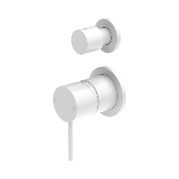 NR221911s MW Mecca Shower Mixer With Divertor Separate Back Plate Matte White Thumb