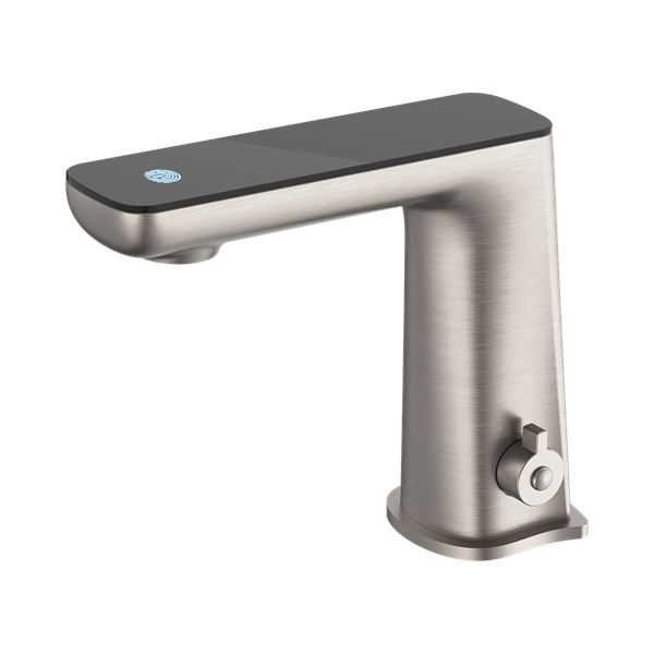 NR222101 BN Claudia Sensor Mixer With Black Top Display Brushed Nickel Thumb