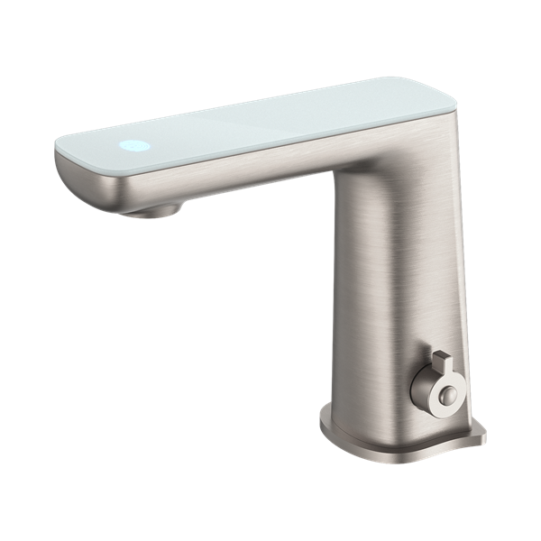 NR222102 BN Claudia Sensor Mixer With White Top Display Brushed Nickel Thumb