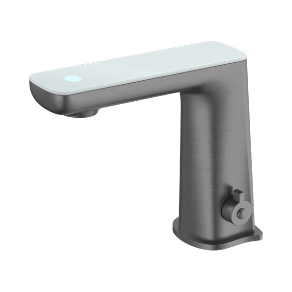 NR222102 GM Claudia Sensor Mixer With White Top Display Gun Metal Thumb