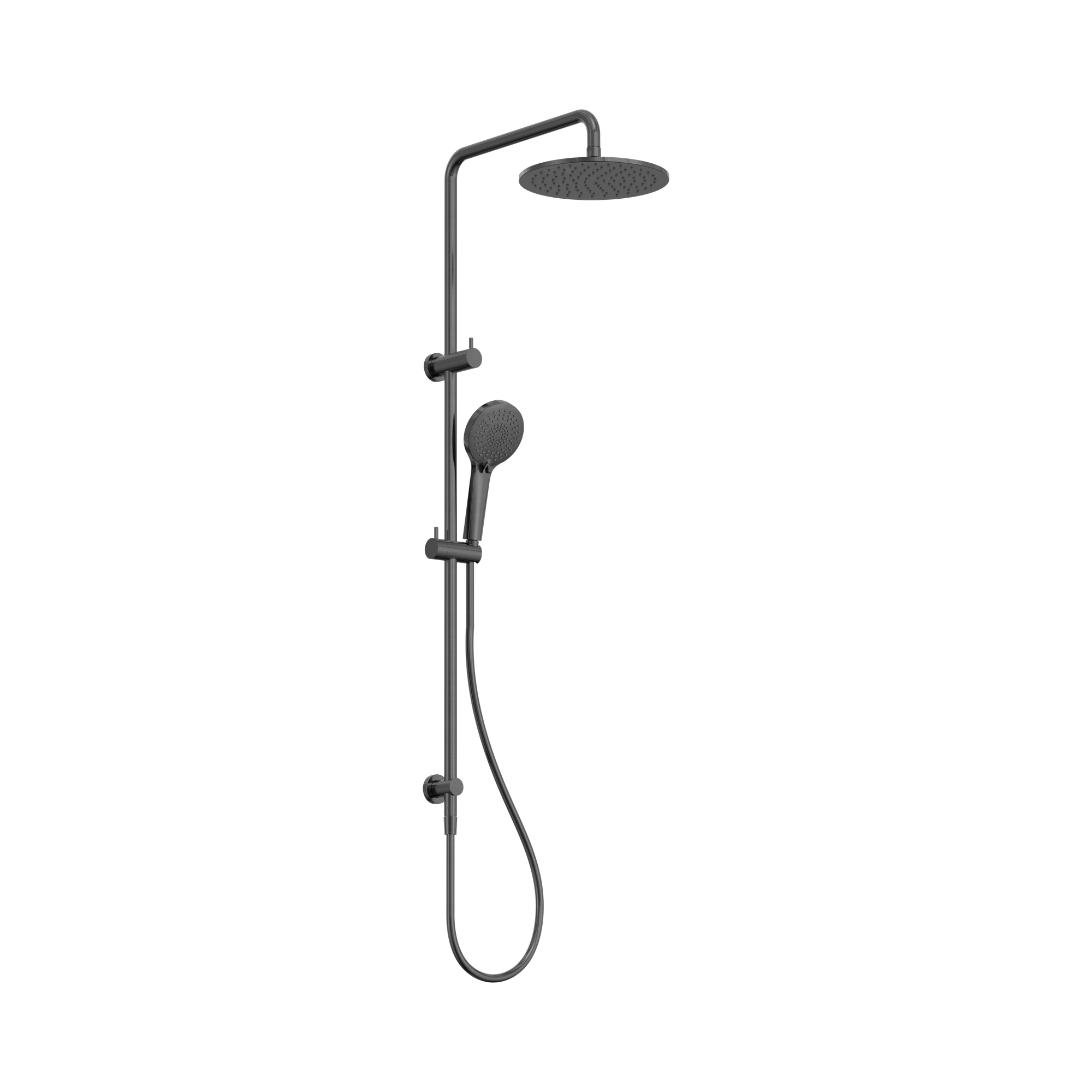 NR250805d GM Round Twin Shower Gun Metal image 1