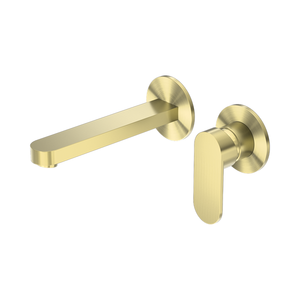 NR301310b BG Ecco Wall Basin Bath Mixer Separate Back Plate Brushed Gold Thumb