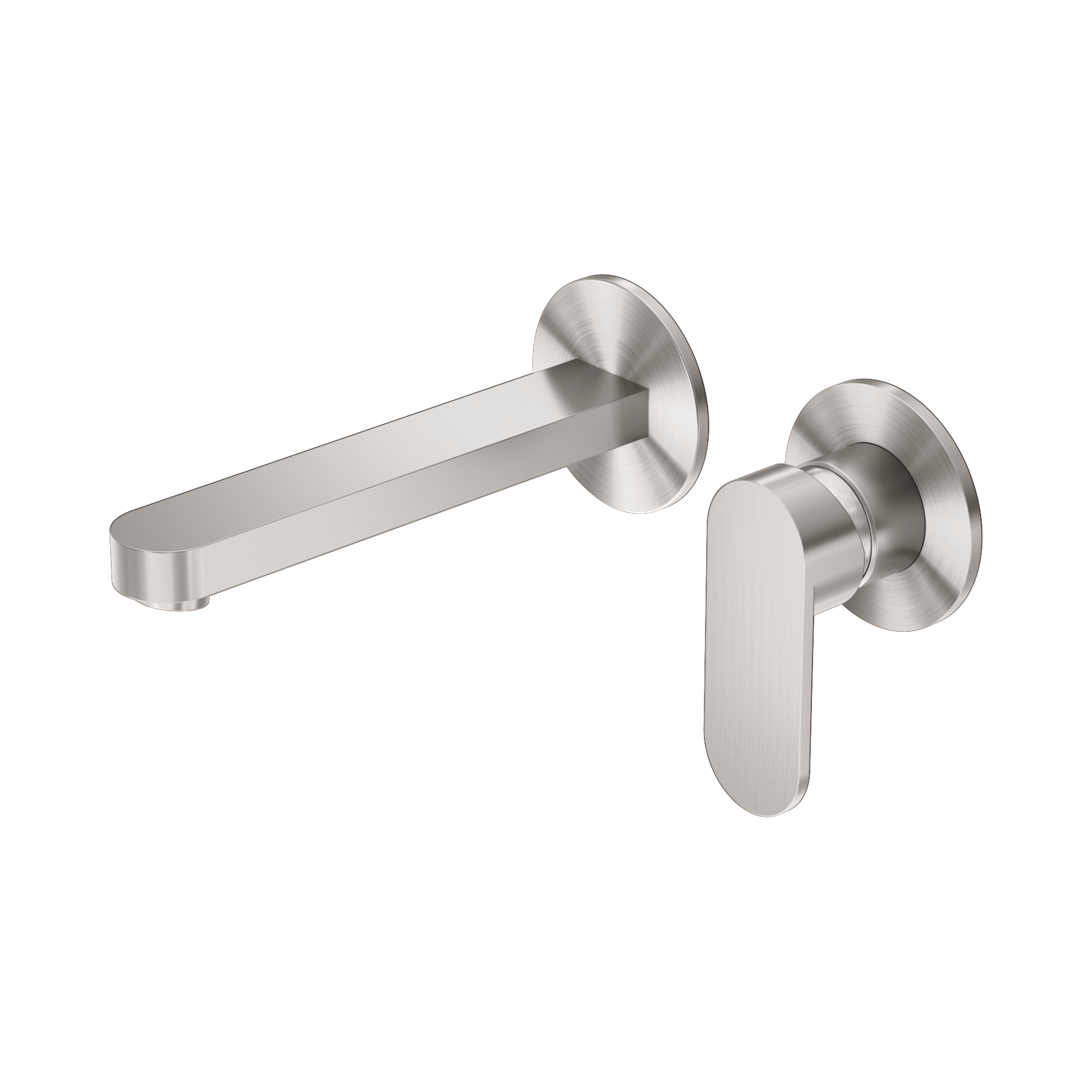 NR301310b BN Ecco Wall Basin Bath Mixer Separate Back Plate Brushed Nickel image 1
