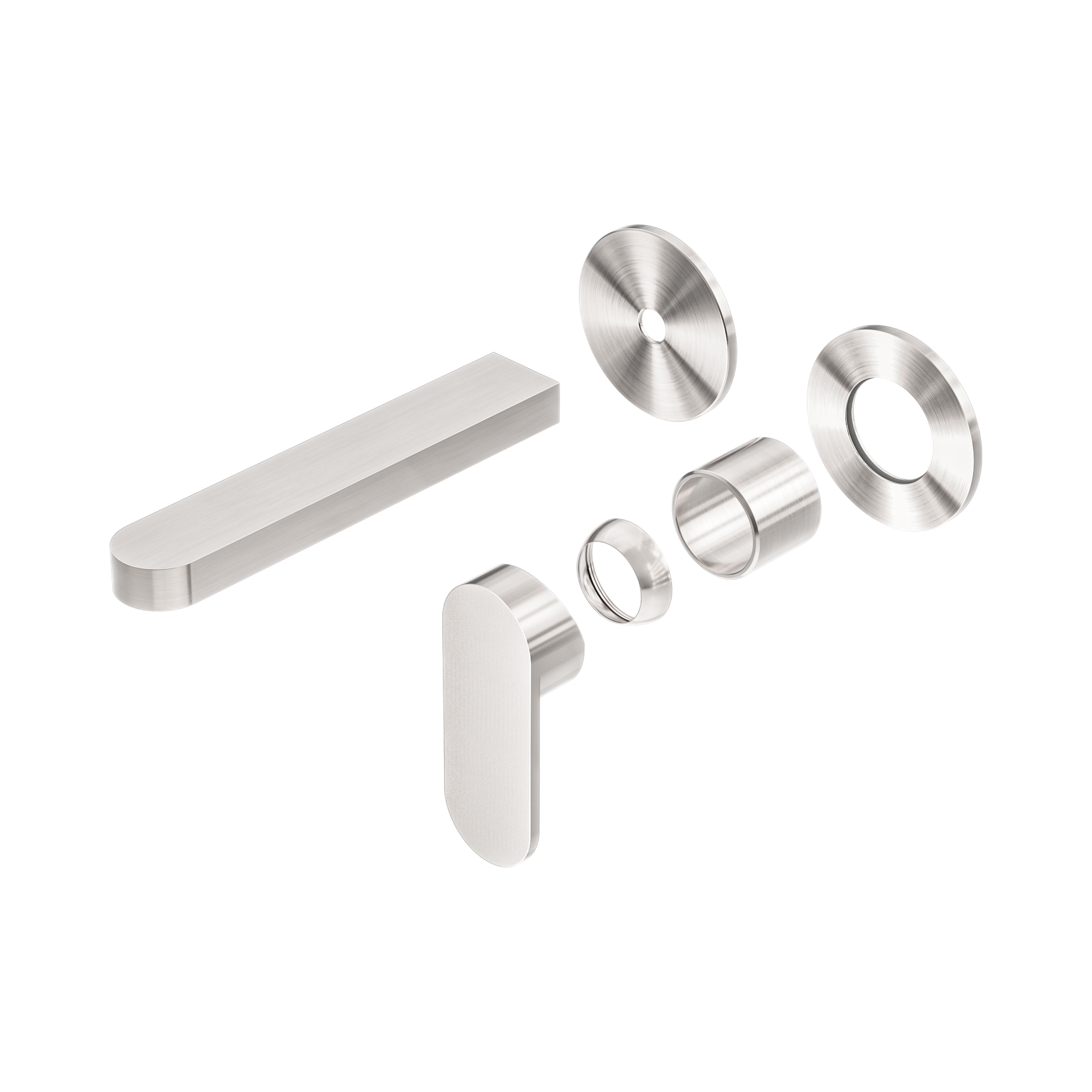 NR301310b TBN Ecco Wall Basin Bath Mixer Separate Back Plate Trim Kits Only Brushed Nickel image 1