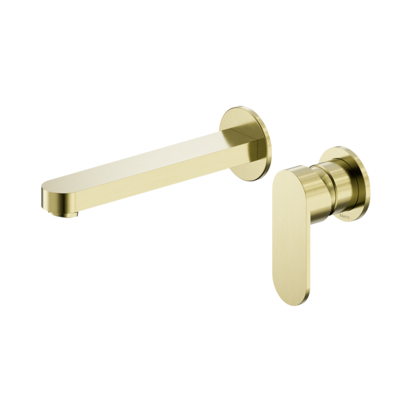 NR301310c BG Ecco Wall Basin Bath Mixer Separate Back Plate 60mm Brushed Gold Thumb