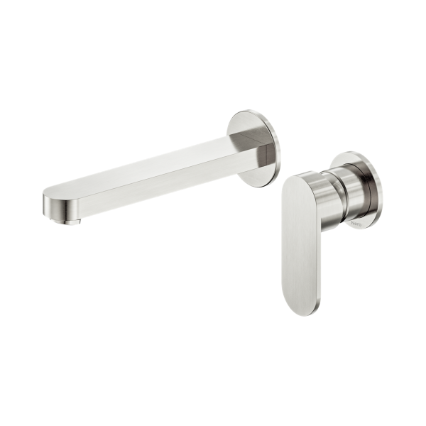 NR301310c BN Ecco Wall Basin Bath Mixer Separate Back Plate 60mm Brushed Nickel Thumb