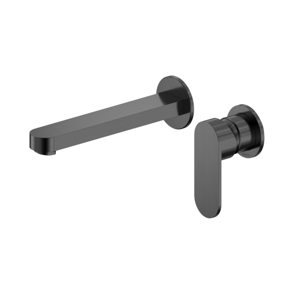 NR301310c GM Ecco Wall Basin Bath Mixer Separate Back Plate 60mm Gun Metal Thumb