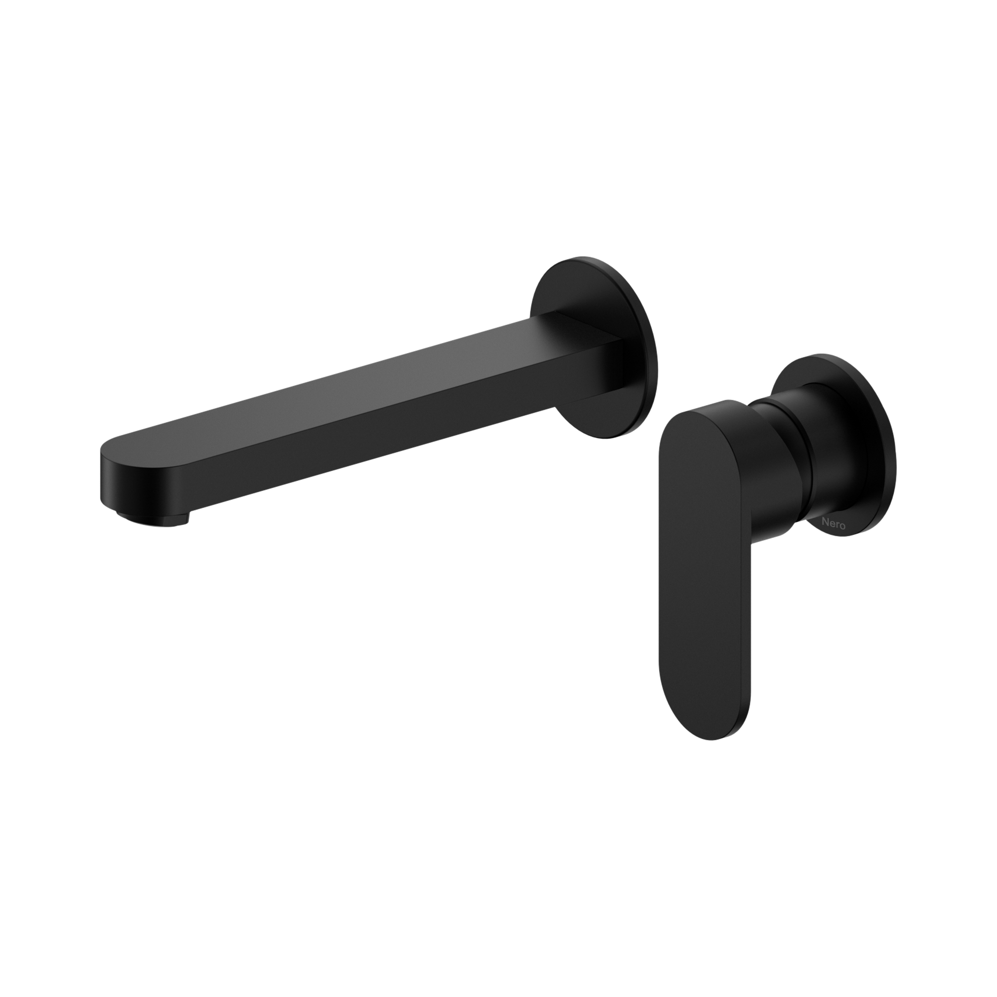 NR301310c MB Ecco Wall Basin Bath Mixer Separate Back Plate 60mm Matte Black image 1