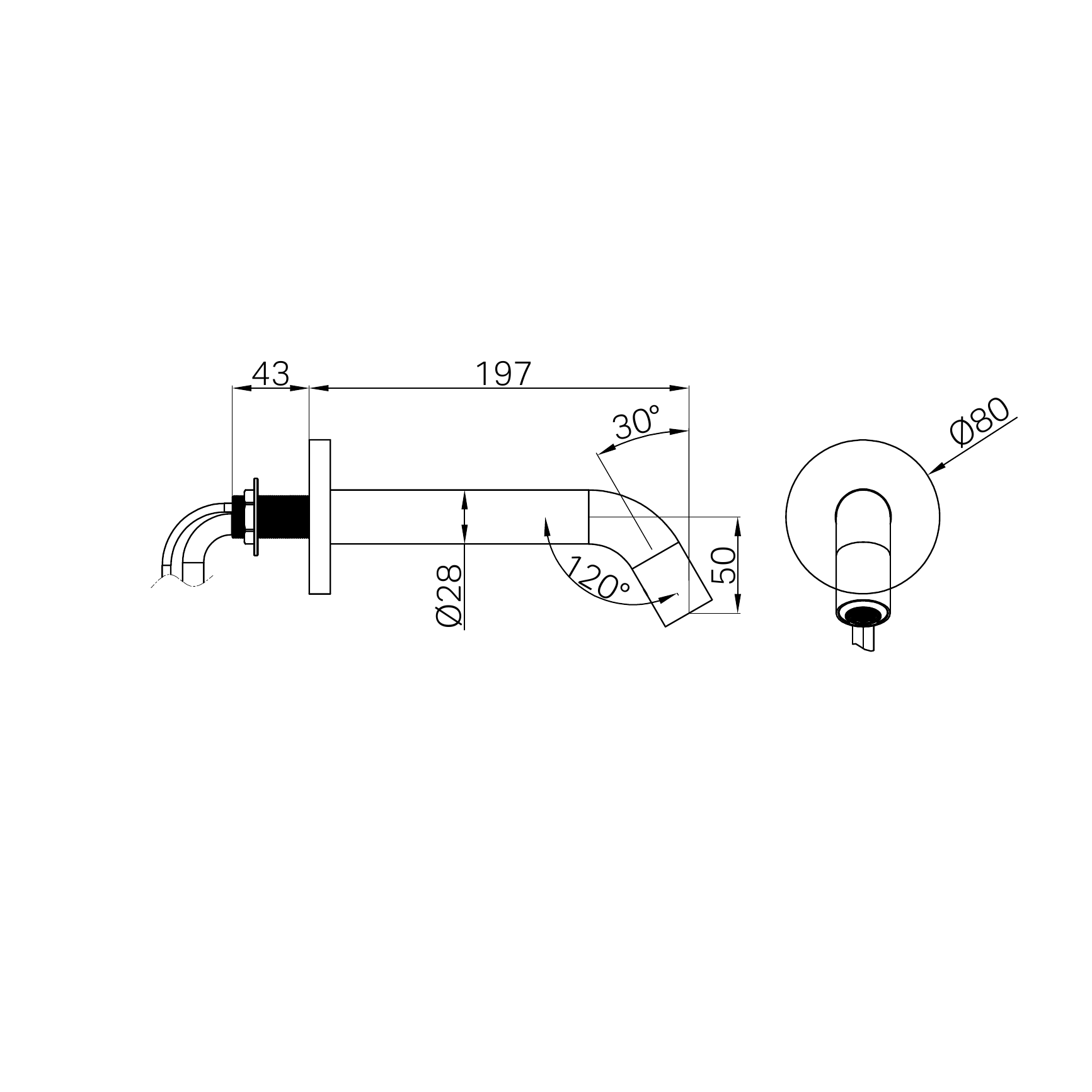 Mecca Wall-Mounted Sensor Tap with 80mm Wall Plate Brushed Gold