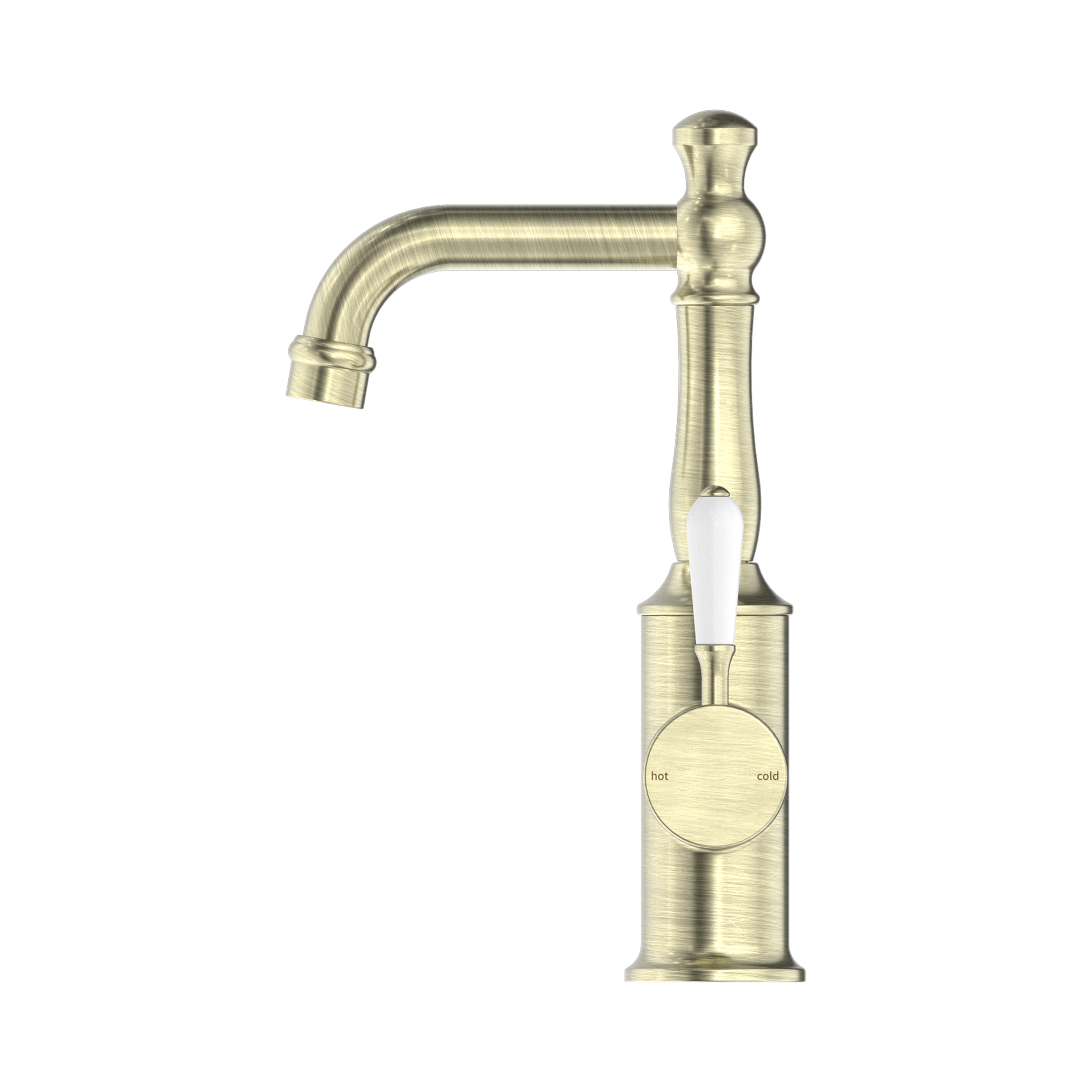 NR69210101 AB York Basin Mixer With White Porcelain Lever Aged Brass image 3