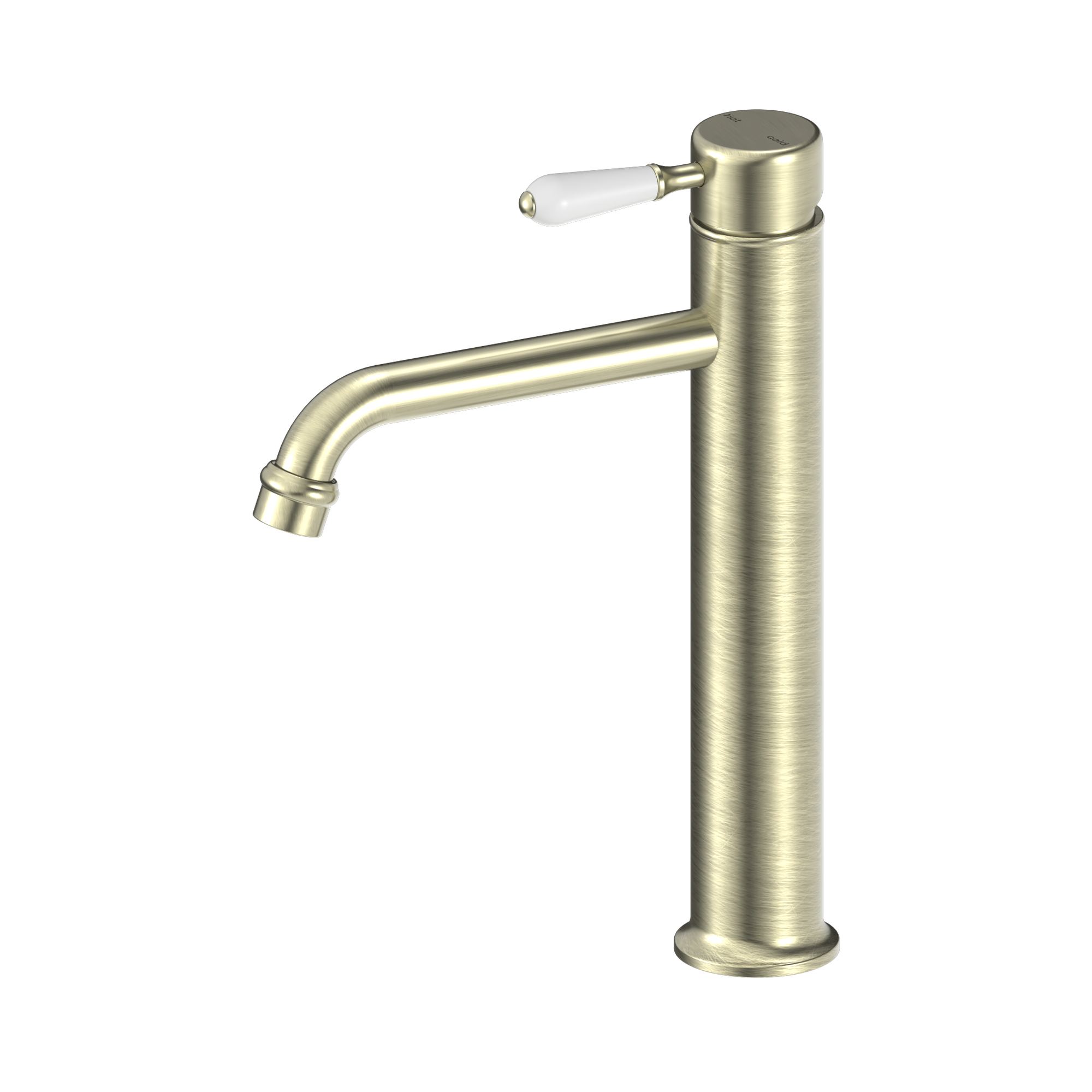 NR692101a01 AB York Straight Tall Basin Mixer With White Porcelain Lever Aged Brass image 1